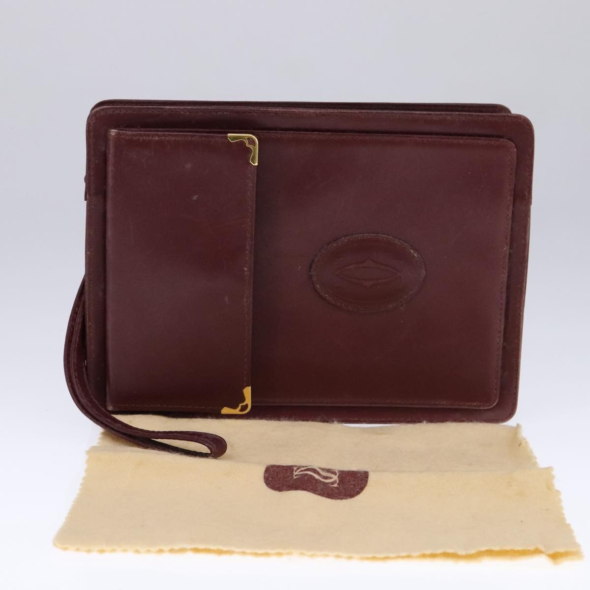 Cartier Cartier Clutch Bag Leather Wine Red Size ONE SIZE - 12 Thumbnail