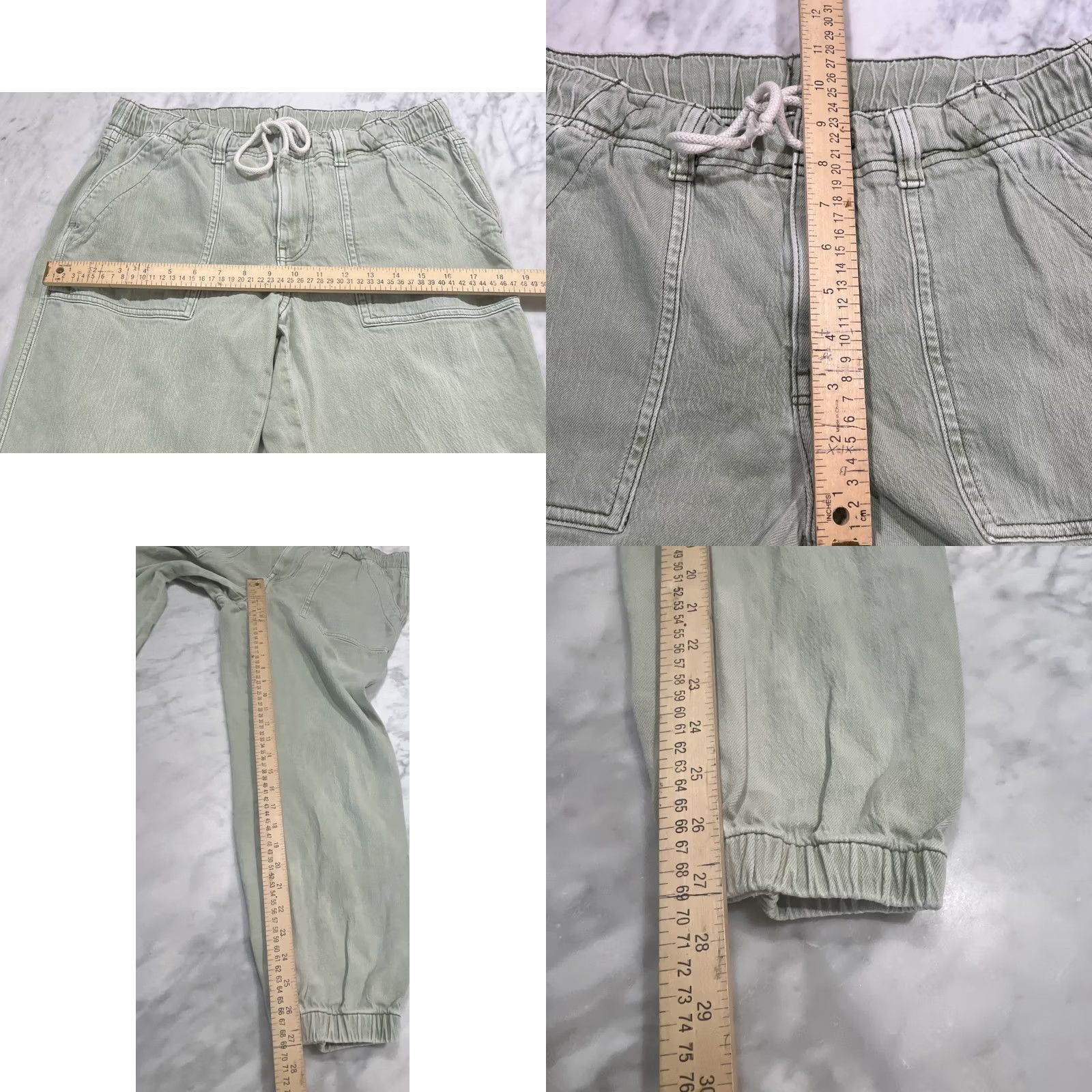 American Eagle Outfitters VINTAGE American Eagle Outfitters Women Pants 10 REGULAR Green Denim Jogger Drawstring 90s City Womens Size 32" / US 10 / IT 46 - 9 Thumbnail