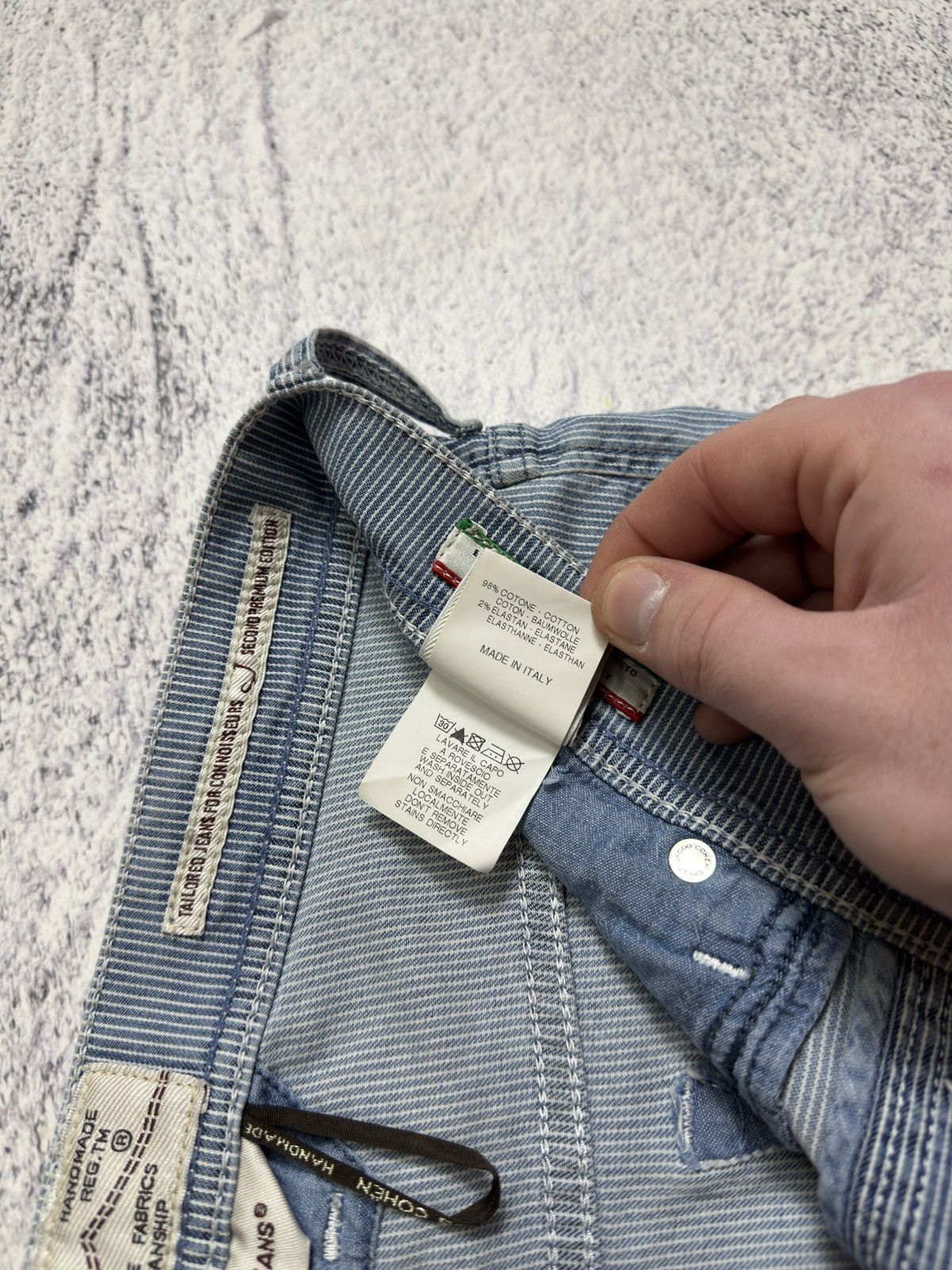 Jacob Cohen Jacob Cohën PW633 Pinstripe Shorts Handmade Premium Denim Size US 33 - 17 Thumbnail