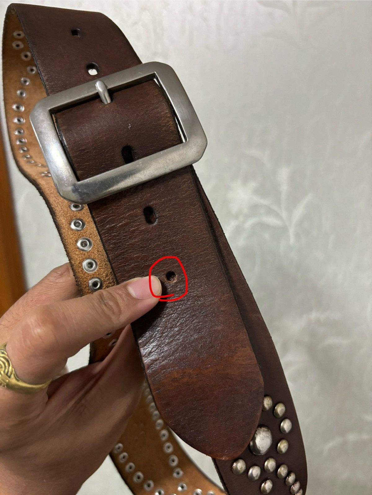 Vintage Vintage Leather Design Studded Belt (size 32-36) Size ONE SIZE - 3 Thumbnail