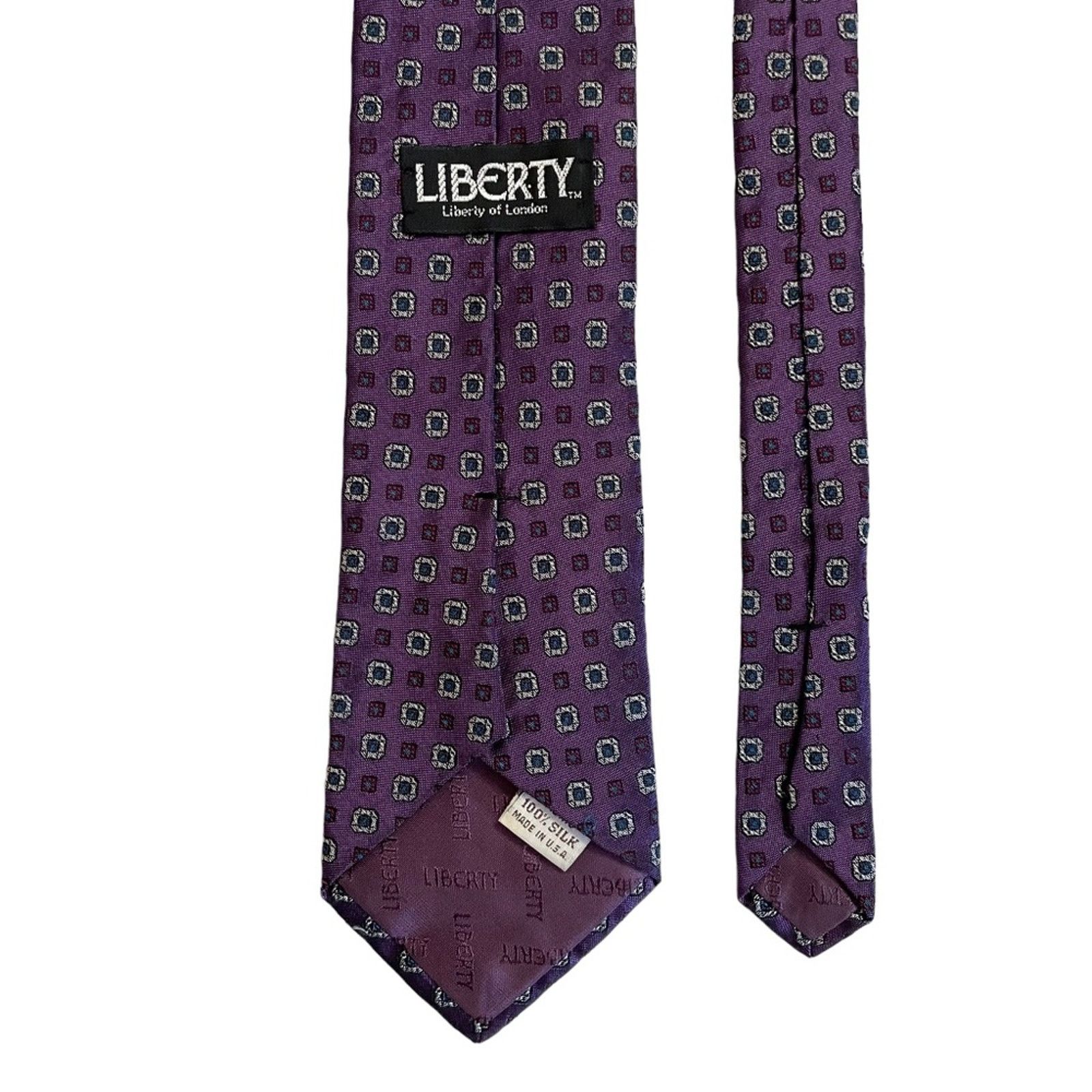 Liberty × Vintage Vintage Liberty of London Purple Foulard Silk Necktie Tie Size ONE SIZE - 4 Thumbnail