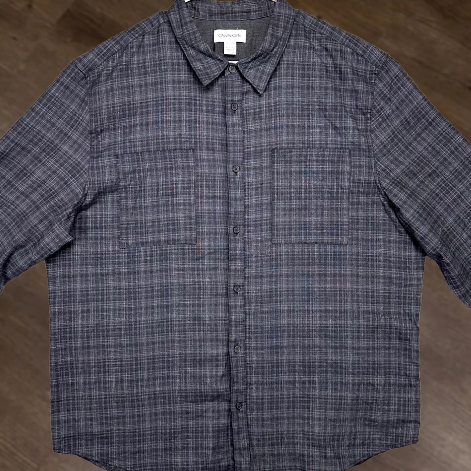Calvin Klein Calvin Klein Button-Up Shirt Mens 2XL Black Grey Plaid Long Sleeve 2 Pockets Button Up Shirt Mens XL? Size US XXL / EU 58 / 5 - 1 Thumbnail