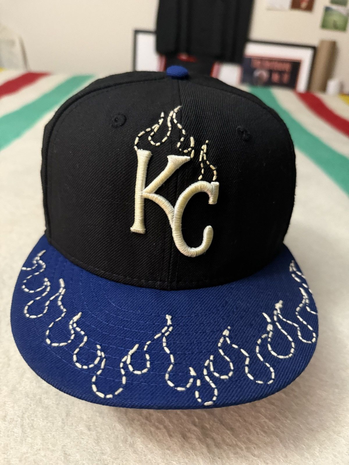 New Era Loso Wav Maxxx Studio Kansas City Royals Sashiko Fitted Hat Size ONE SIZE - 2 Thumbnail