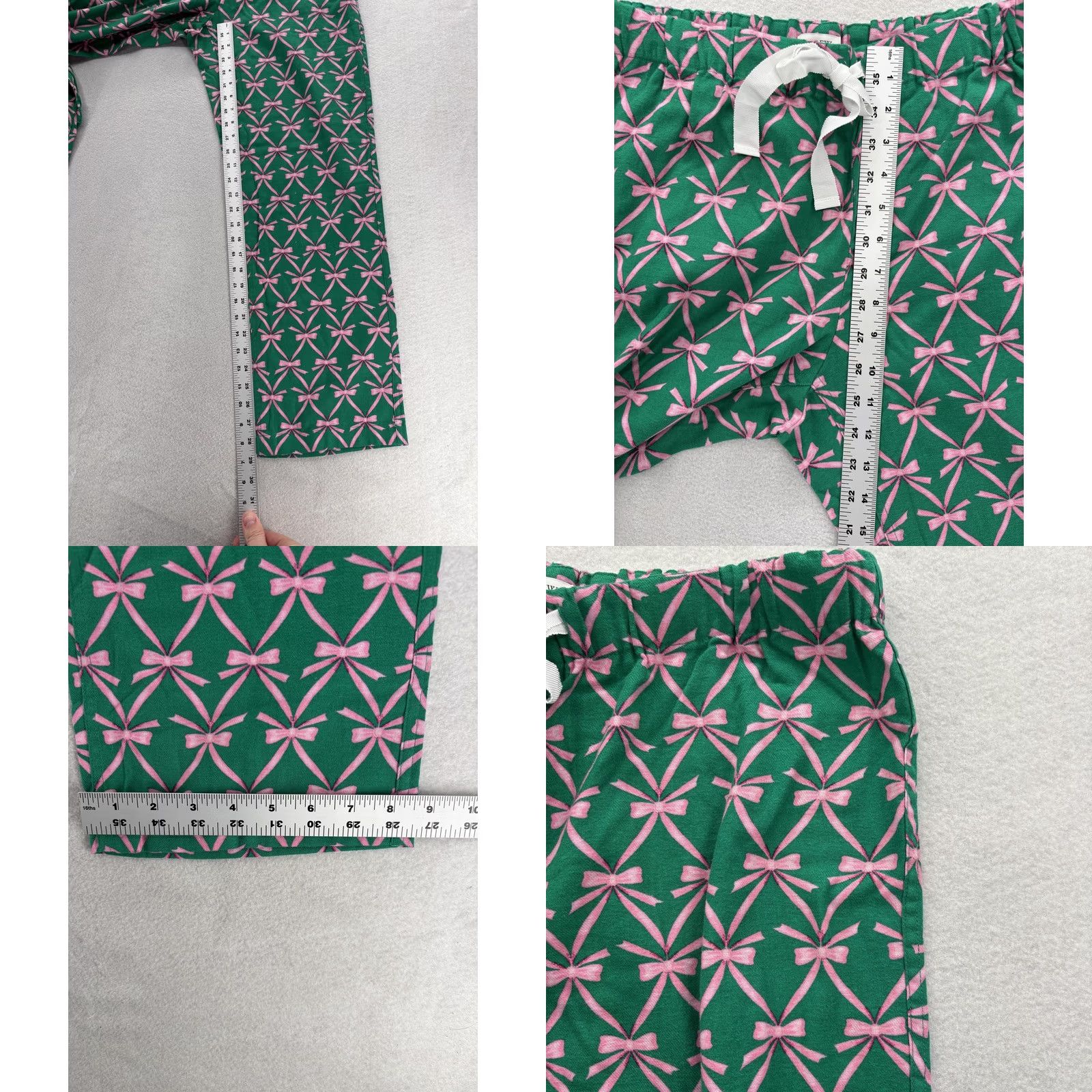 J.Crew J.CREW Flannel Pajama Pants Womens S Green Pink Bow Print Drawstring Lounge Size 28" / US 6 / IT 42 - 8 Thumbnail