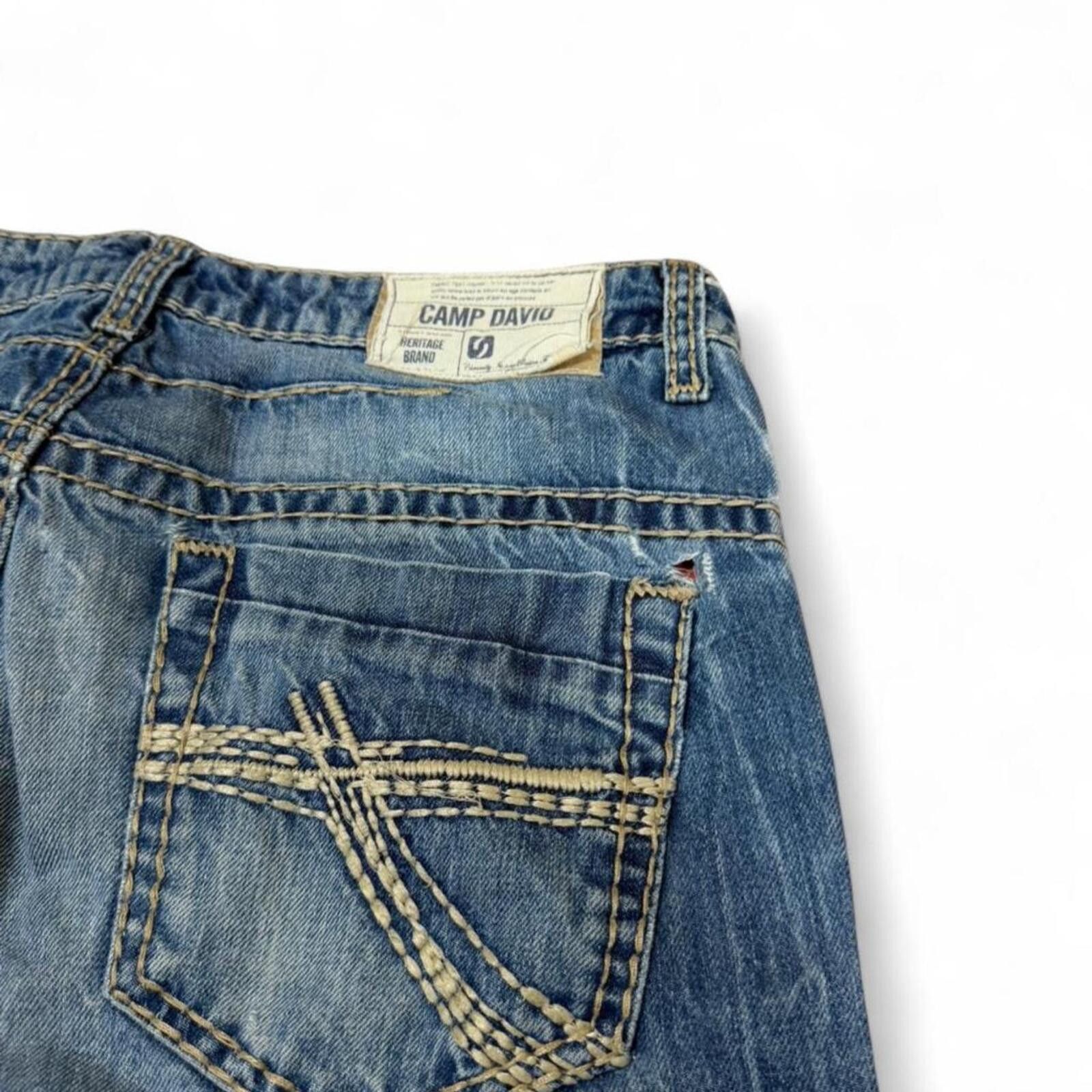 True Religion Camp David denim jeans with iconic embroidered back design. Size US 33 - 4 Thumbnail