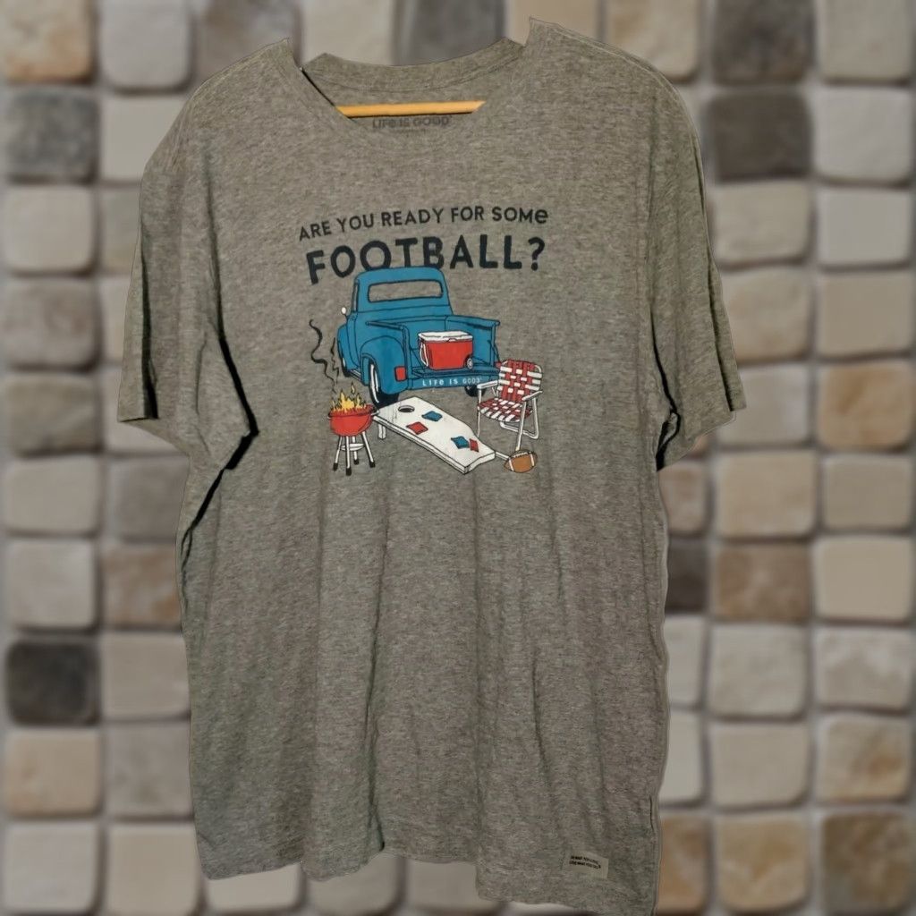 Life is Good VINTAGE Life is Good Shirt Men L Are You Ready For Some Football Tailgate Cornhole USA Gray Size US L / EU 52-54 / 3 - 1 Thumbnail