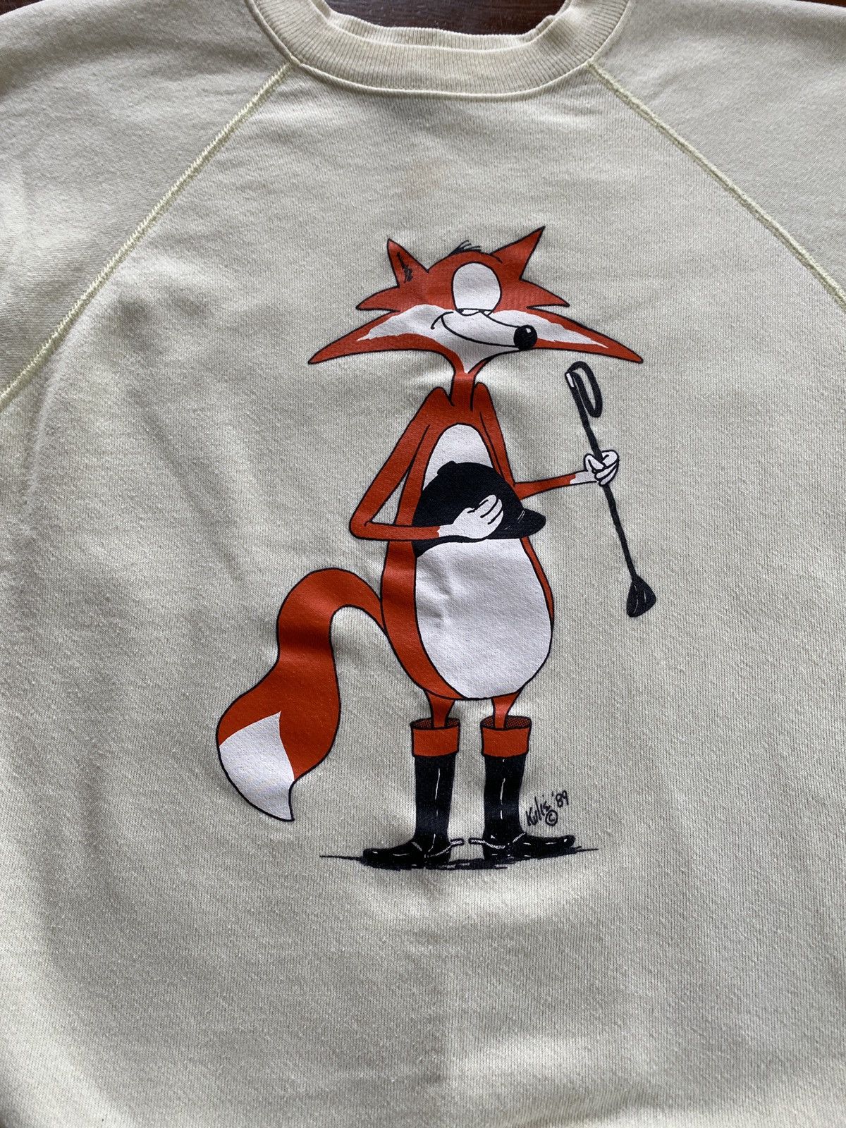 Hanes × Vintage Vintage 80’s Fox Hunt Yellow Raglan Crewneck Sweatshirt Size US L / EU 52-54 / 3 - 3 Thumbnail