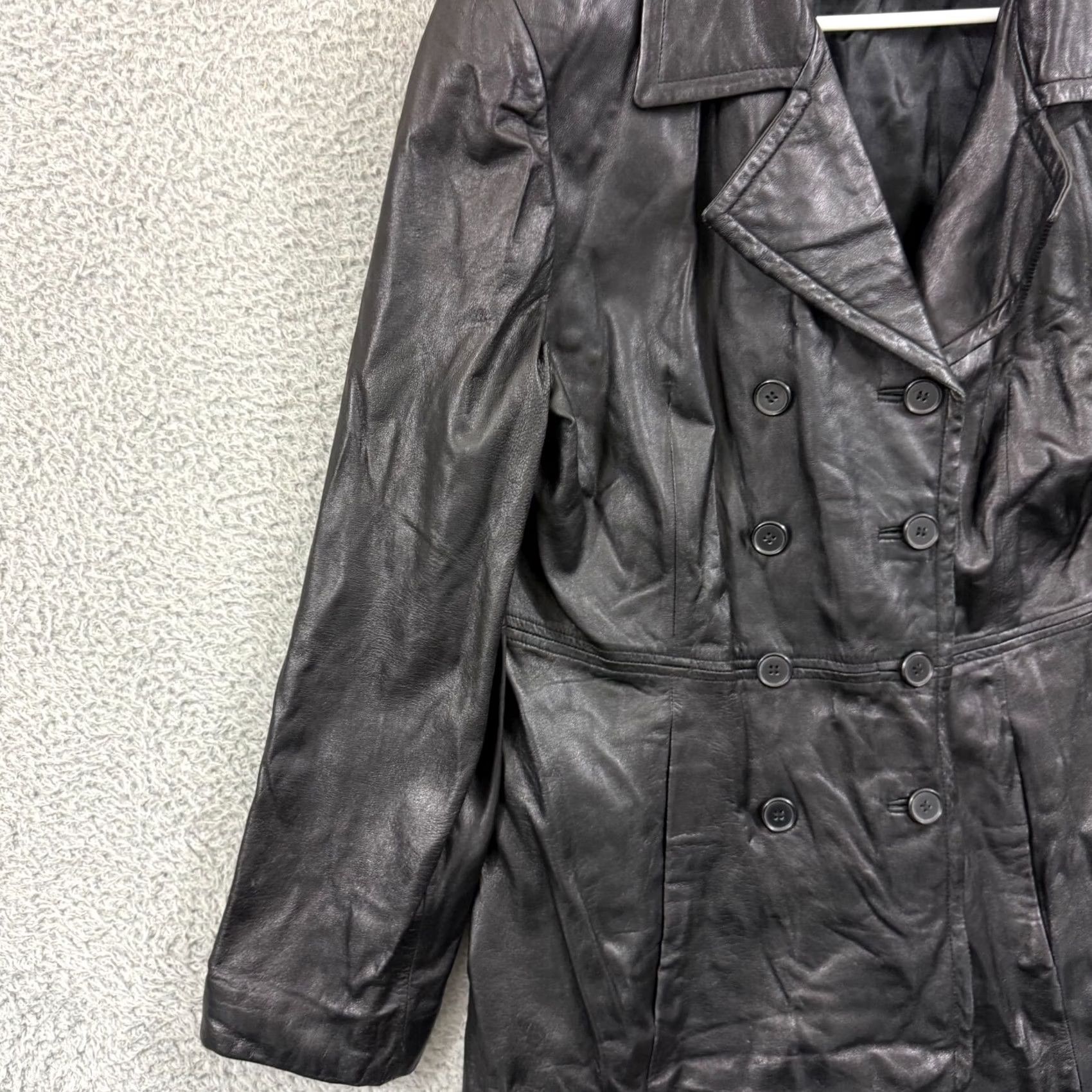 Ferrari VTG Ferrari Jacqueline Jacket Women Large Black Leather Belted Collared 80s Bomber Pockets Size L / US 10 / IT 46 - 4 Thumbnail