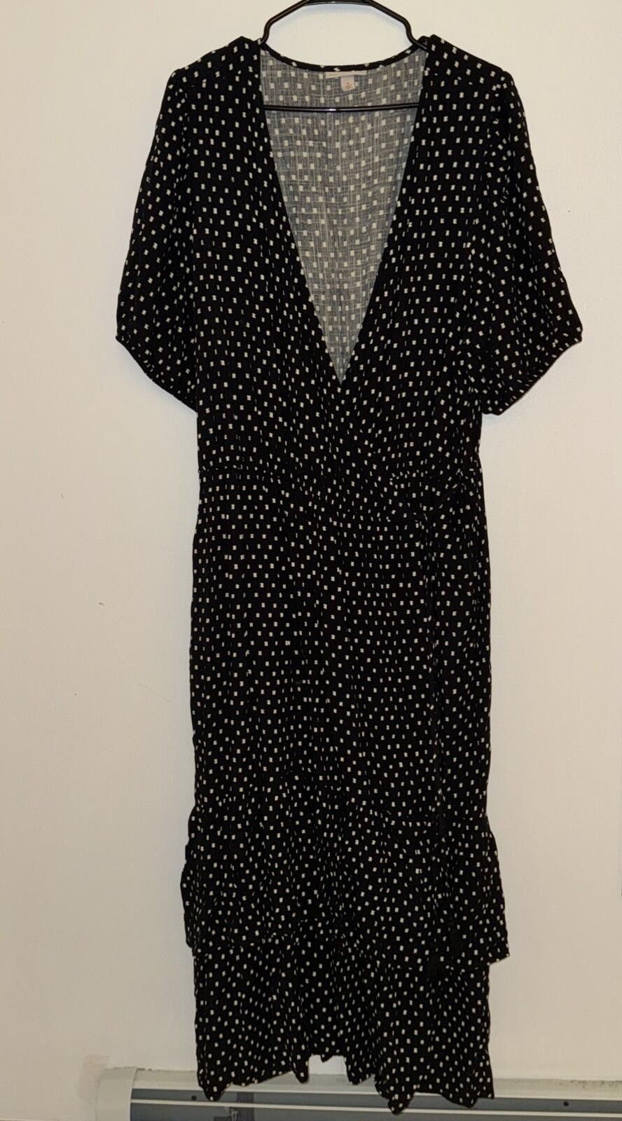 Other Knox Rose Wrap Black White Polka Dot Squares Tiered Dress Size XXL / US 16-18 / IT 52-54 - 5 Thumbnail