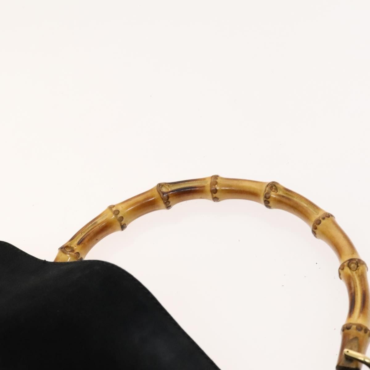 Gucci GUCCI Bamboo Hand Bag Suede Black Gold 001 1014 001 1014 Size ONE SIZE - 8 Thumbnail