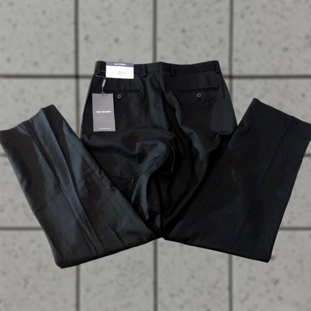 Van Heusen Van Heusen Premium No Iron Microfiber Pants Black Waist Exte |  Grailed