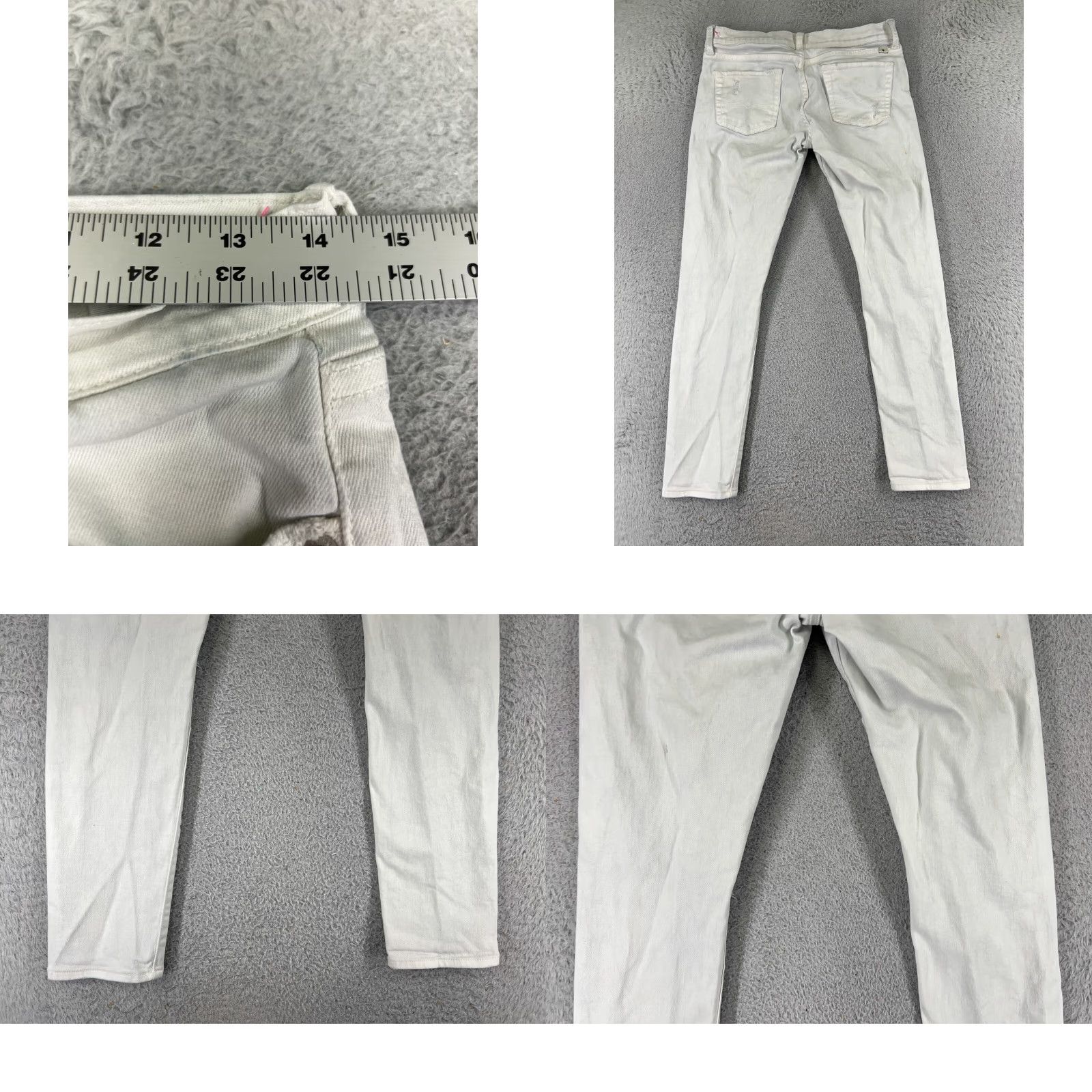 Denime VINTAGE? No, not vintage. Lucky Brand Jeans White Denim Slim Boyfriend Distressed 0 Women’s 27 Inseam 5-Pocket Zip Fly Medium Wash Cotton Blend Size 25" / US 0 / IT 36 - 9 Thumbnail