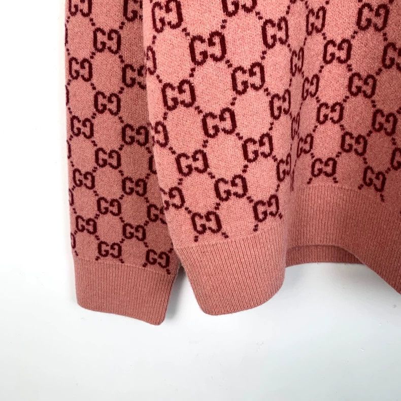 Gucci Gucci Pink logo jacquard full-print V-neck wool long-sleeve Size US S / EU 44-46 / 1 - 4 Thumbnail