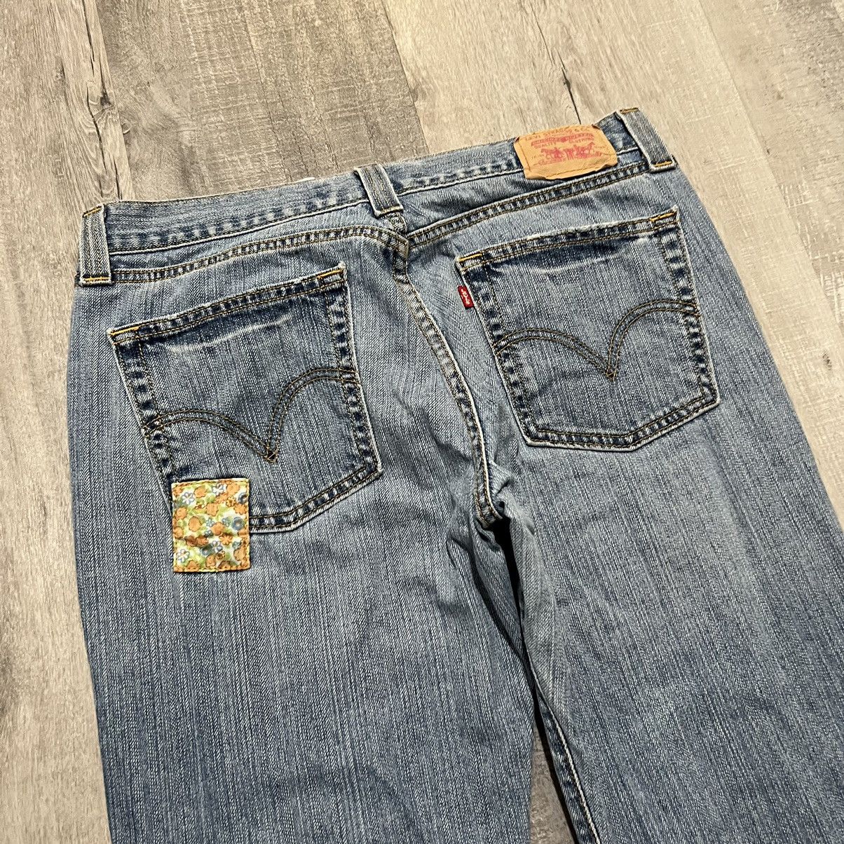 Levi's × Vintage VTG Levis 513 Slouch Bootcut Y2K Hippie Patchwork Jeans 11 Size 34" / US 12 / IT 48 - 5 Thumbnail