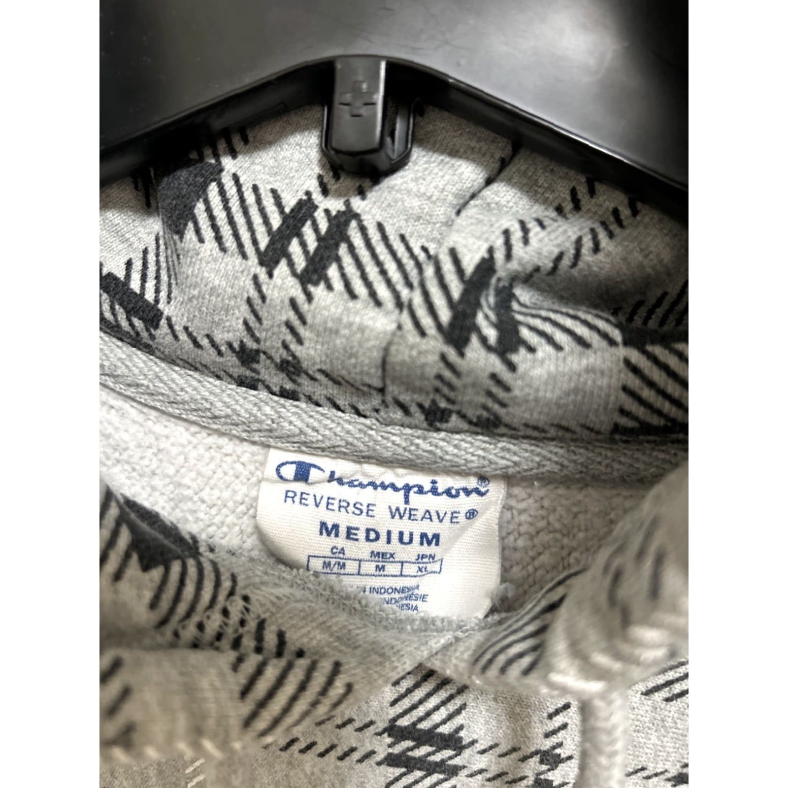 Champion Champion Hoodie Mens M Gray Plaid Reverse Weave Fleece Logo Heavy Sweatshirt Size US M / EU 48-50 / 2 - 7 Thumbnail