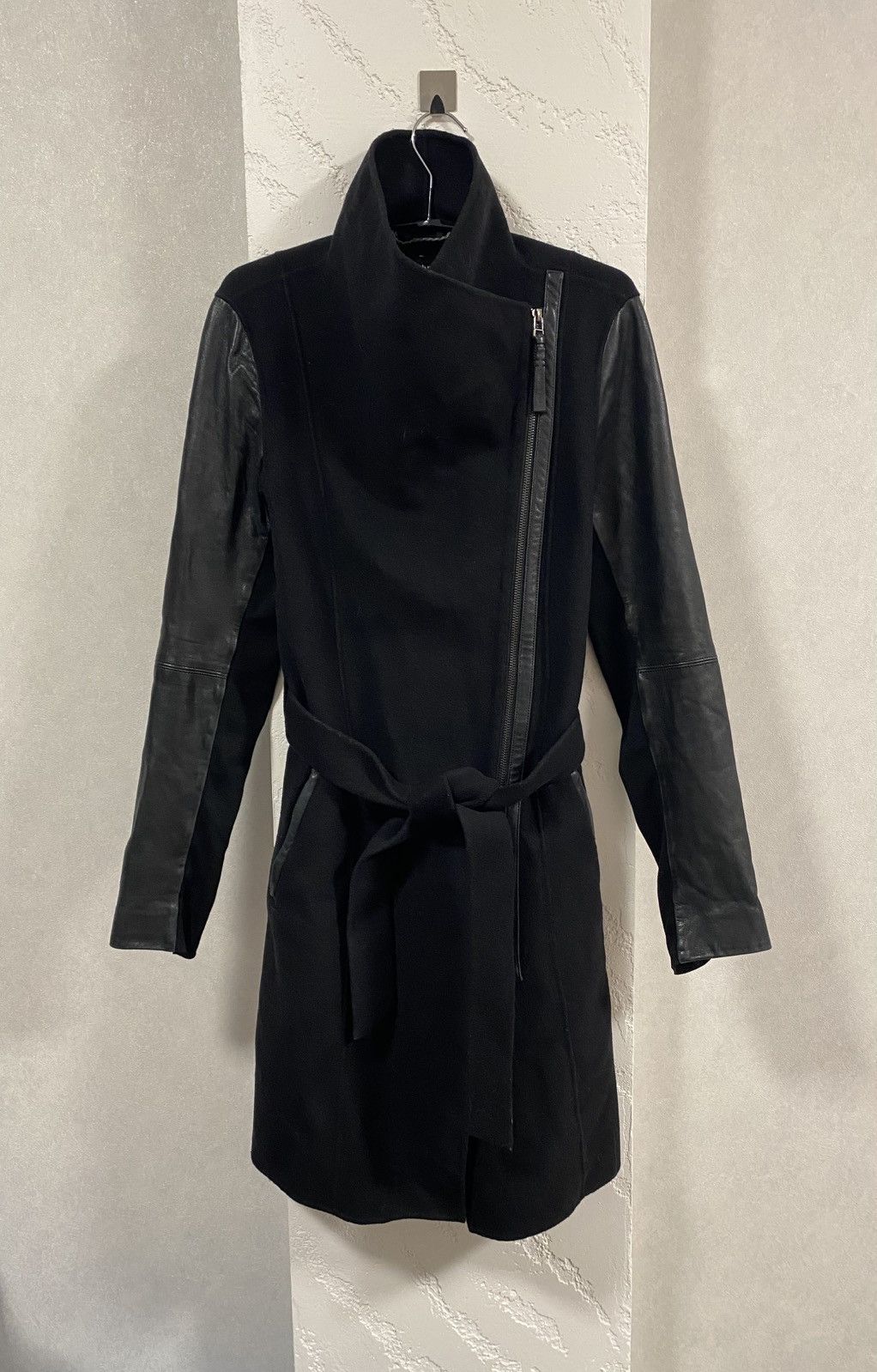 Mackage Mackage Leather Sleeve Asymetrical Long Coat Rick Owens Type Size S / US 4 / IT 40 - 1 Thumbnail