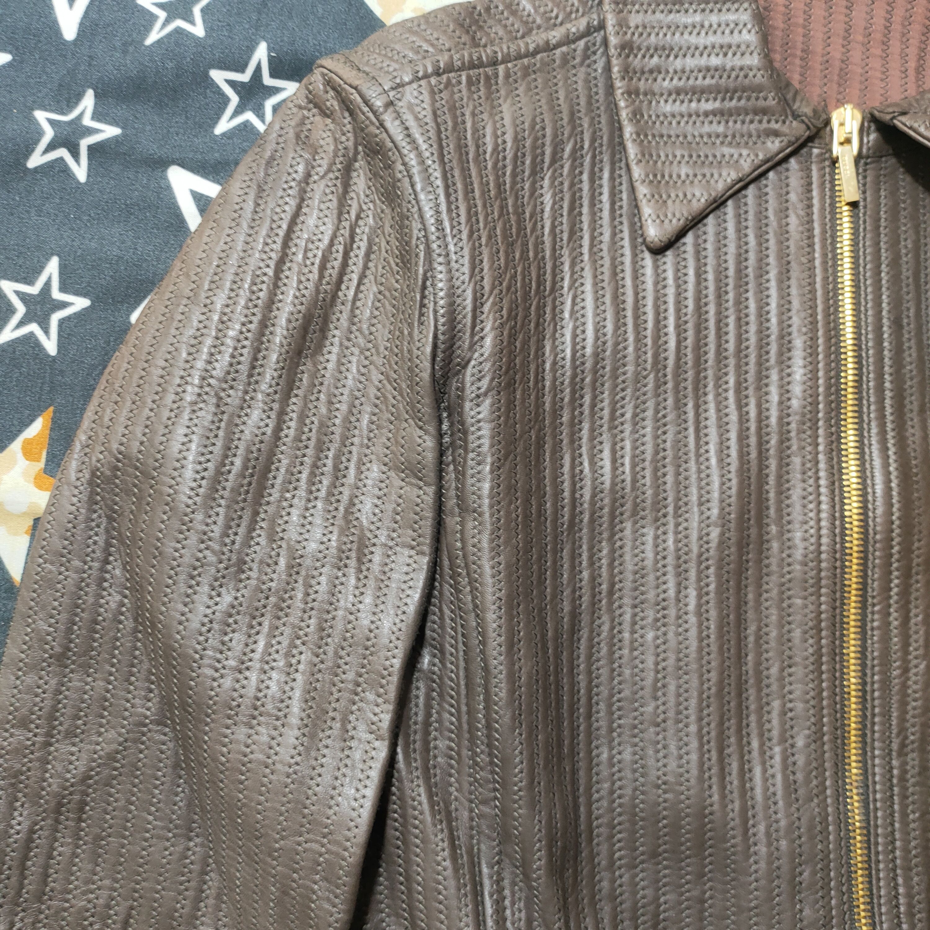Gucci × Vintage Gucci Stitched Leather Jacket Size S / US 4 / IT 40 - 2 Thumbnail