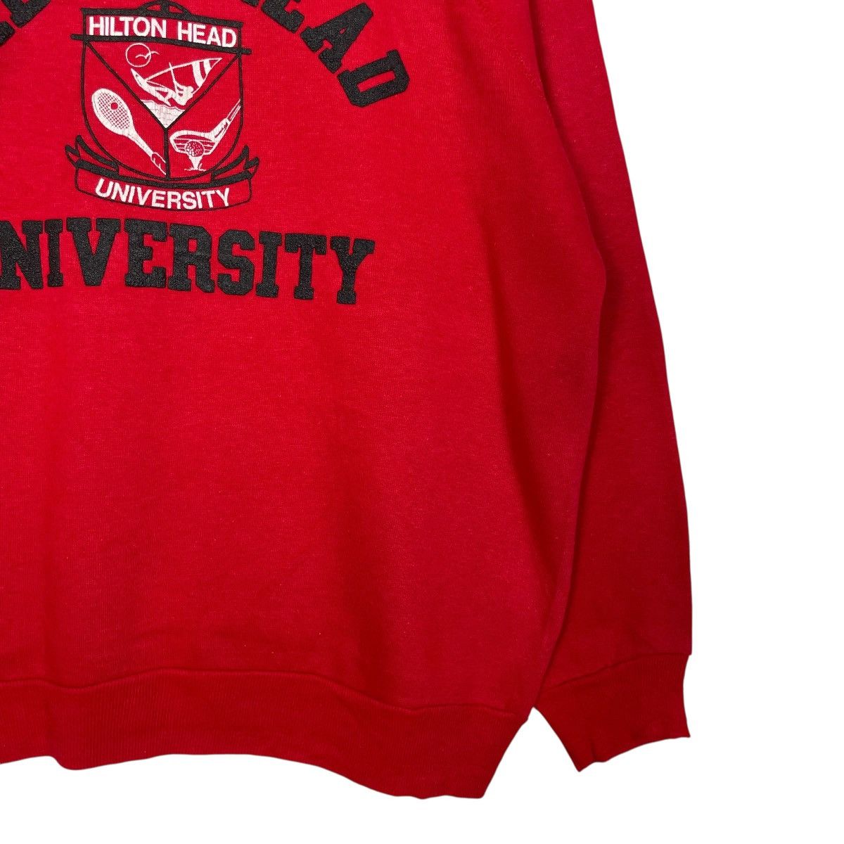 Vintage Vtg 80s Hilton Head University Crewneck Red Sweatshirt Size US L / EU 52-54 / 3 - 4 Thumbnail