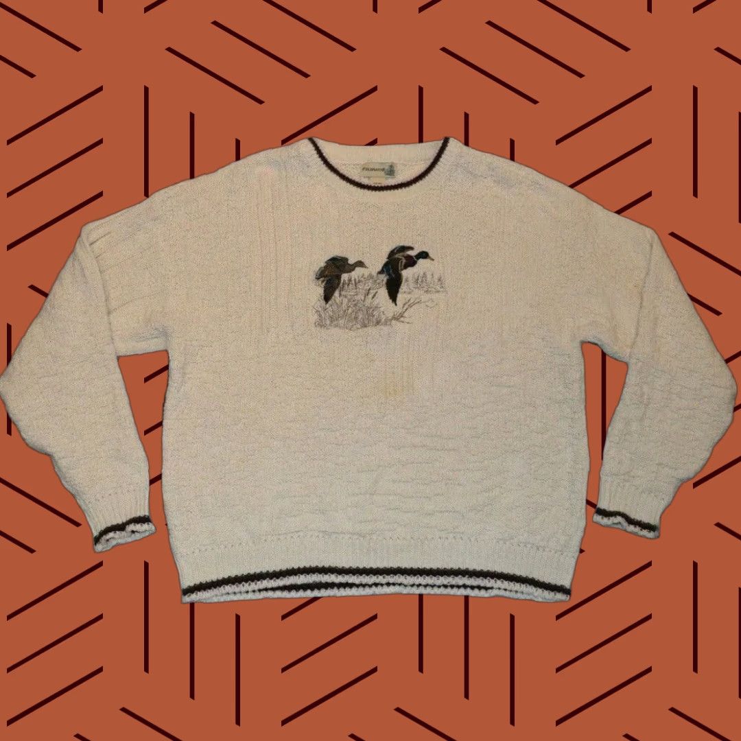 Vintage VINTAGE FIELDMASTER SWEATER PULLOVER EMBROIDERED DUCK MALLARD PAIR XL USA MADE Shirt Mens XL Ivory 1980s Hunting Embroidery Size US XL / EU 56 / 4 - 1 Thumbnail