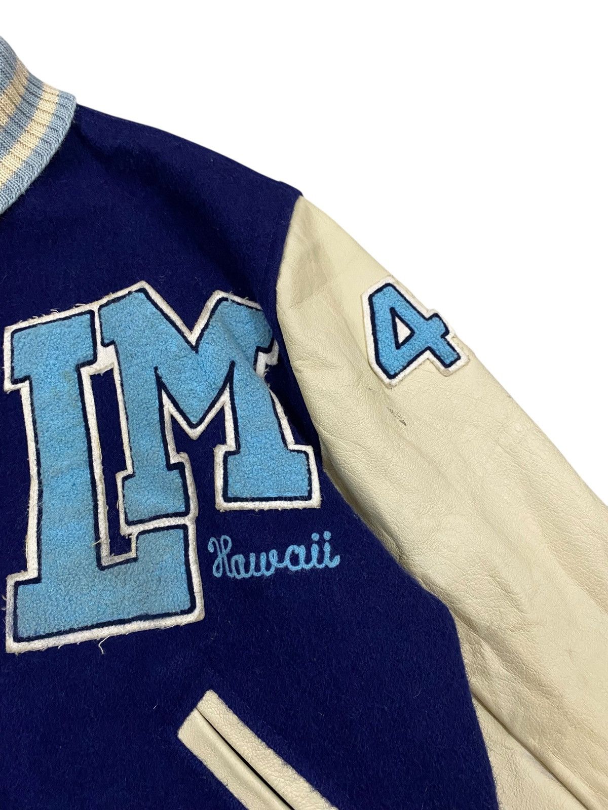 Vintage Vtg Local Motion Varsity Wool Jacket Sleeve Leather Size US L / EU 52-54 / 3 - 4 Thumbnail