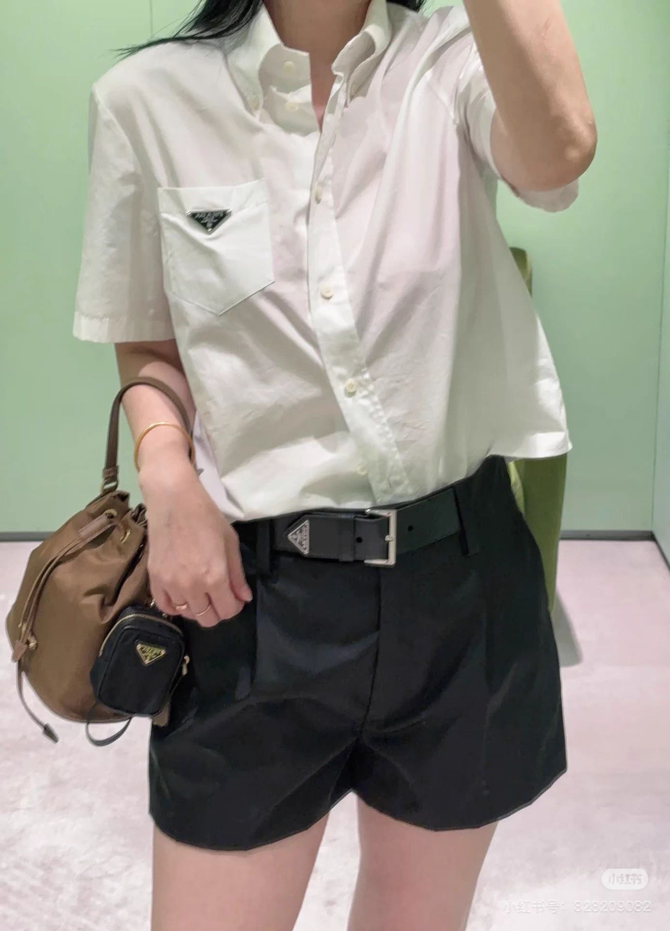 Prada Prada Classic Poplin Triangle Logo Pocket Cropped Shirt 36 Size XS / US 0-2 / IT 36-38 - 8 Thumbnail