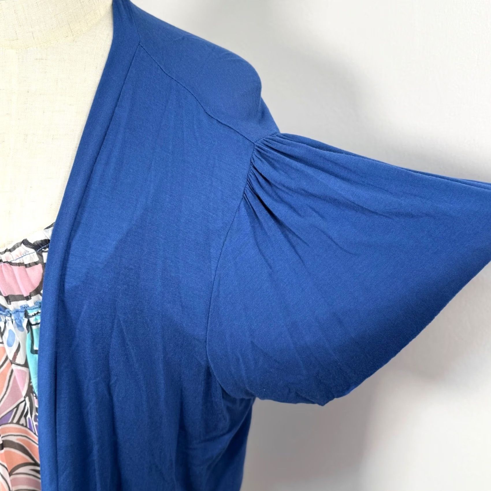 Vintage NWT August Silk Womens XL 2-in-1 Layered Top Blue Floral Cardigan Tank Office Shirt Blouse Women XL Blue Floral 2-in-1 Layered Size XL / US 12-14 / IT 48-50 - 3 Thumbnail