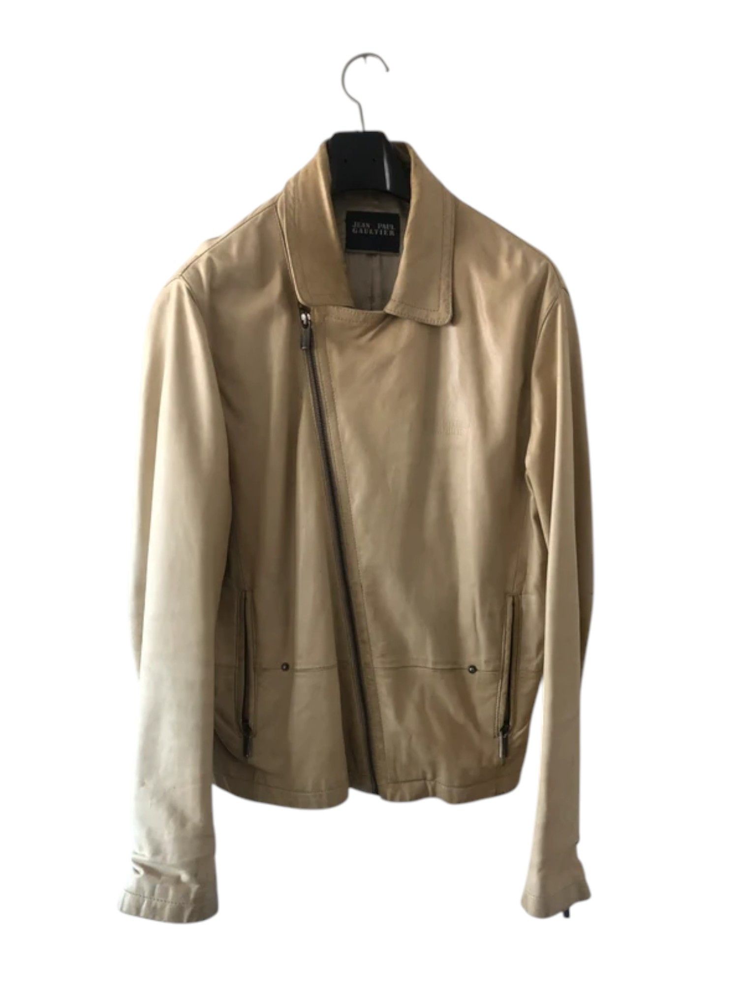 Jean Paul Gaultier Jean’s Paul Gaultier Beige Zip Leather Jacket, 1990s Size US L / EU 52-54 / 3 - 1 Thumbnail