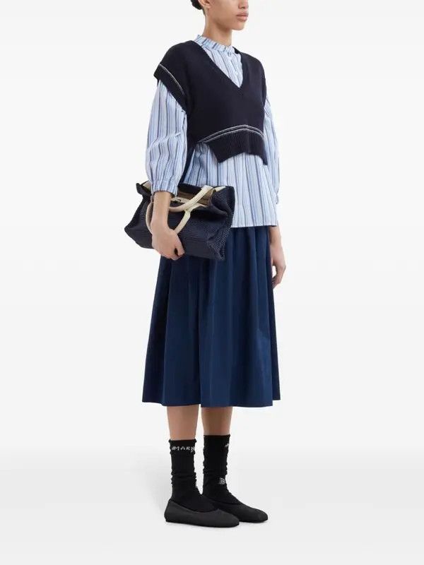Marni o1w1db10326 A-Line Midi Skirt in Blue Size 25" / US 0 / IT 36 - 2 Thumbnail