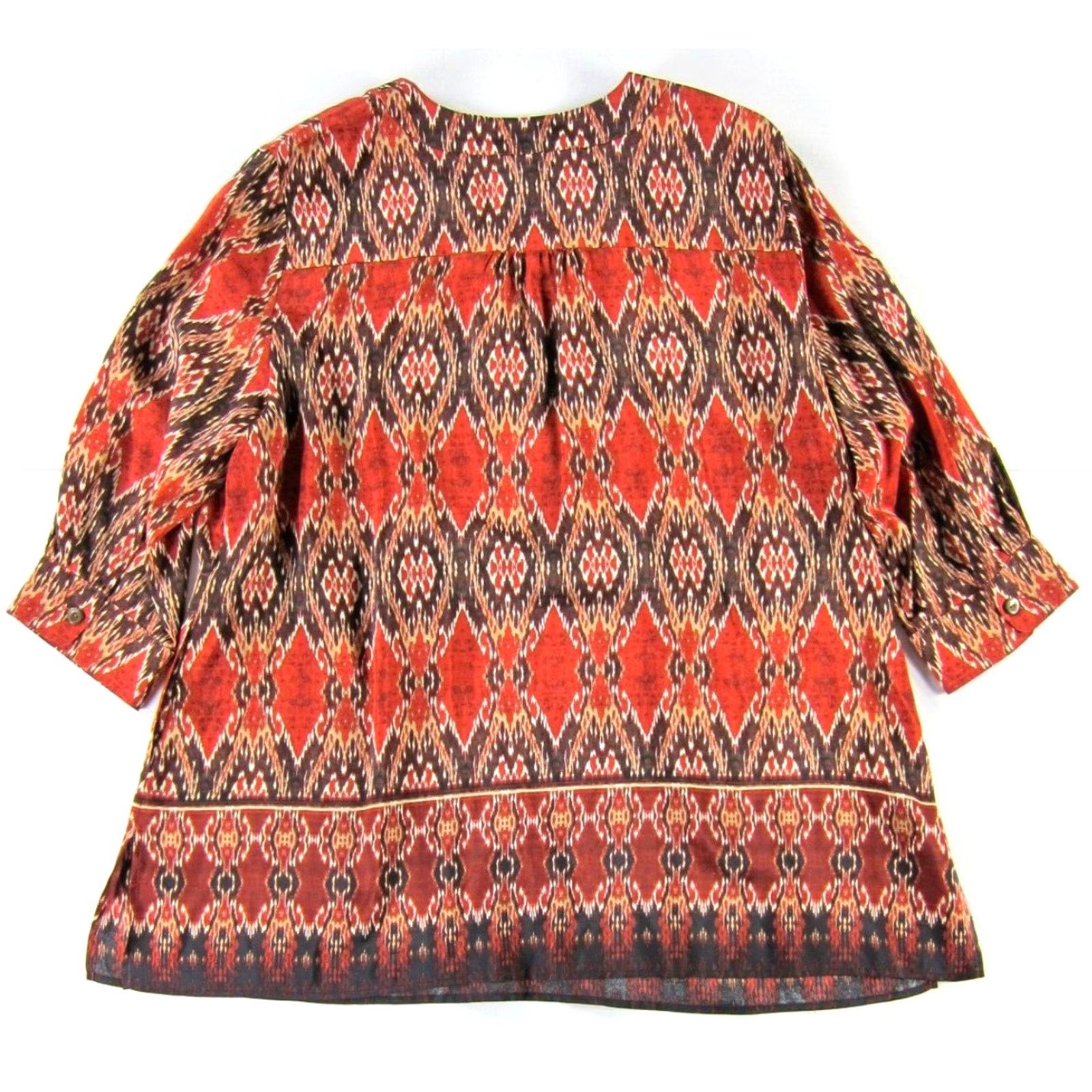Jones New York Jones New York Collection Blouse 22W 3/4 Sleeve Tunic Silk Orange Pocket V-Neck Pullover Women Size 3XL / US 20-22 - 2 Thumbnail