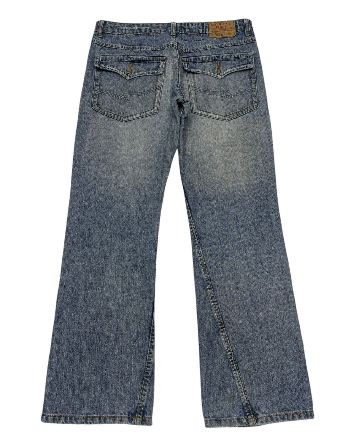 If Six Was Nine FLARE💥90s Flare Twist Denim America & First Distress Jeans Size US 33 - 2 Thumbnail