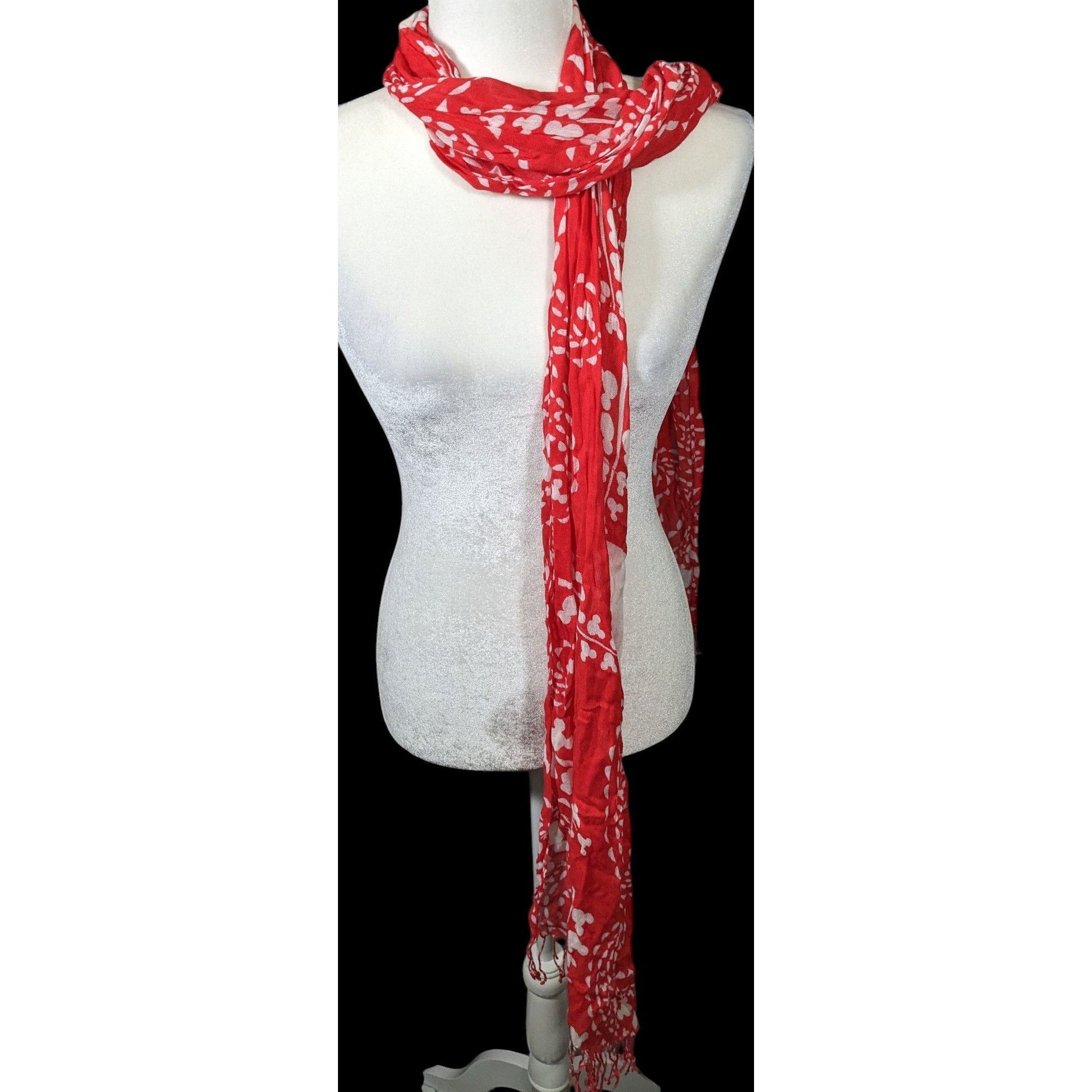 Disney Disney Mickey Mouse Red And White Lightweight Scarf Size ONE SIZE - 2 Thumbnail