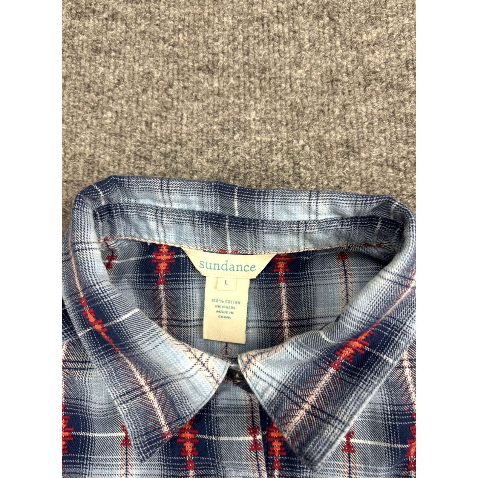 Vintage Sundance Shirt Womens Large Blue Red Plaid Snap Button Front Western Long Sleeve Size L / US 10 / IT 46 - 2 Thumbnail