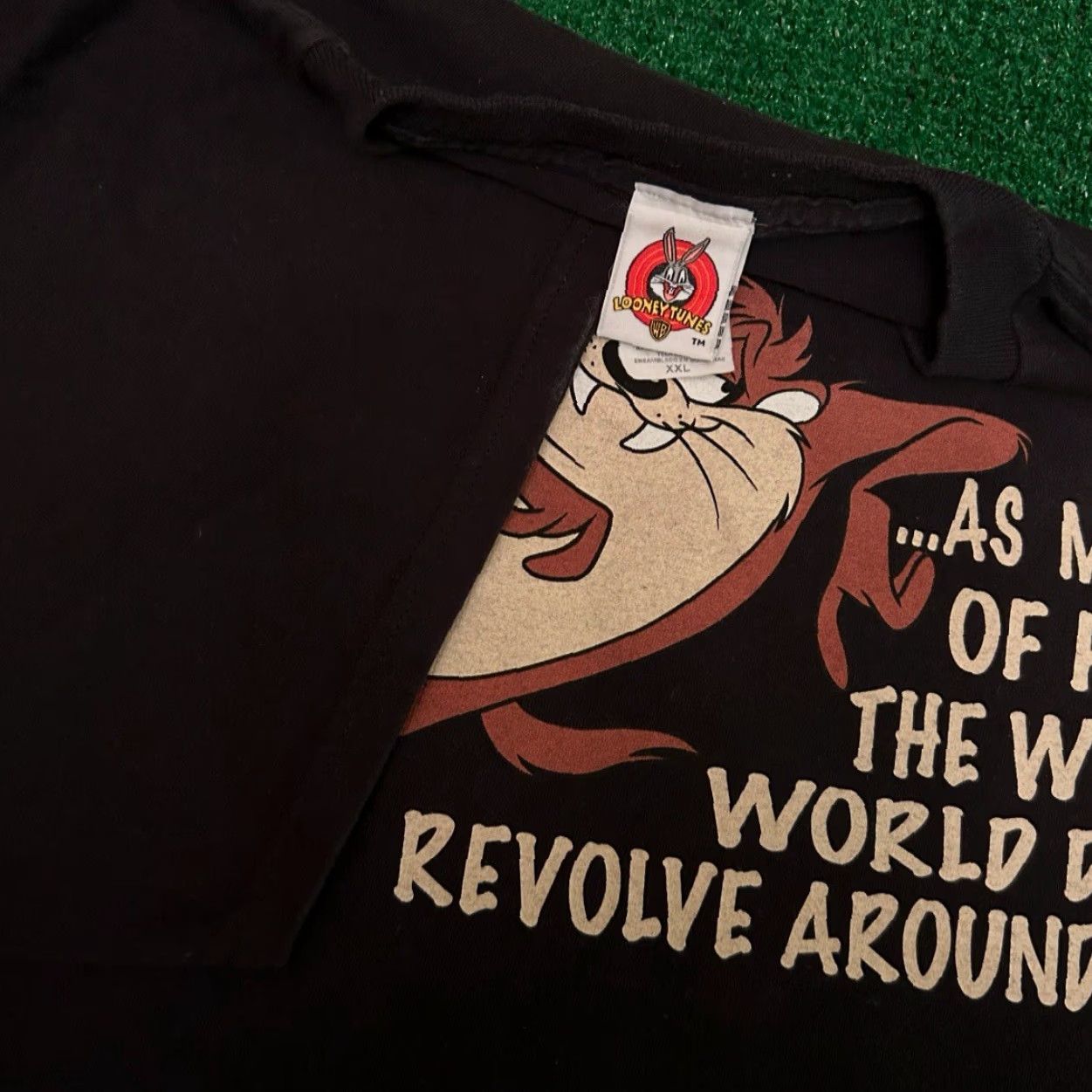 Vintage VINTAGE Looney Tunes Taz Cartoon Shirt 2XL Black Mens Short Sleeve 90s 2003 World Revolves Around Me Size US XXL / EU 58 / 5 - 2 Thumbnail