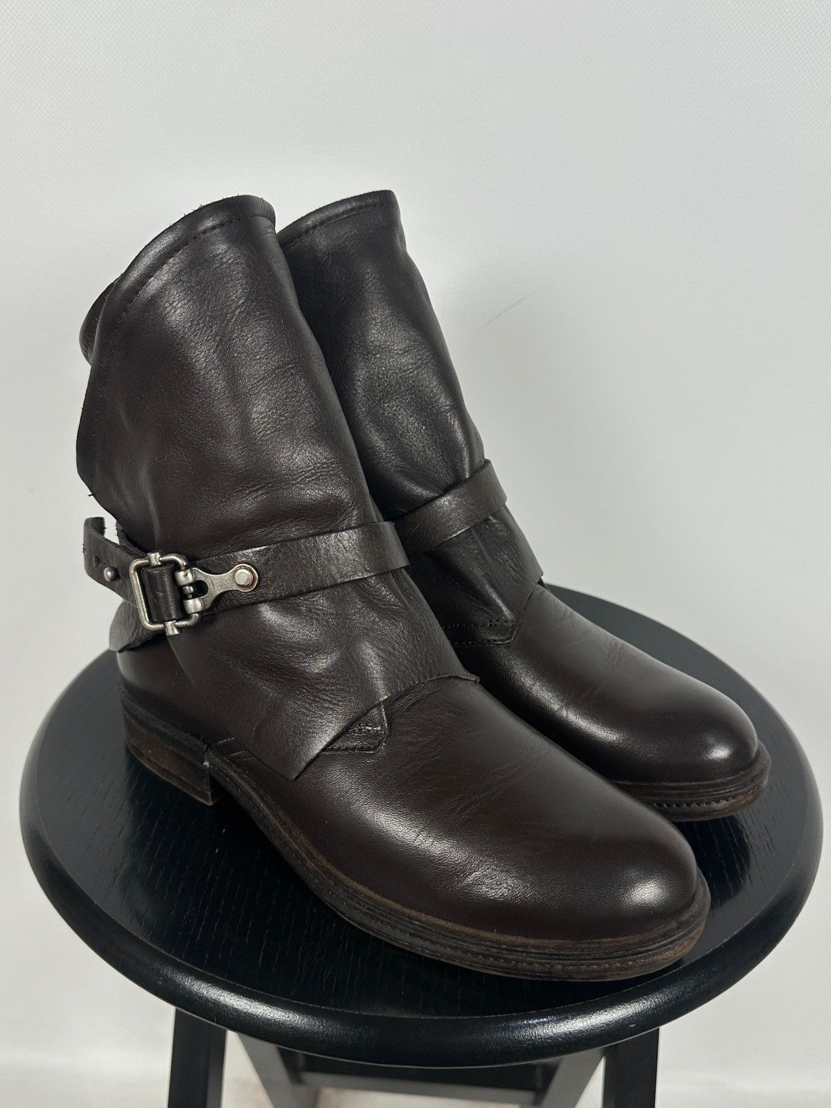 A.S.98 A.S.98. Airstep Brown Leather Biker Buckle Strap Ankle Boots Size US 8 / IT 38 - 7 Thumbnail