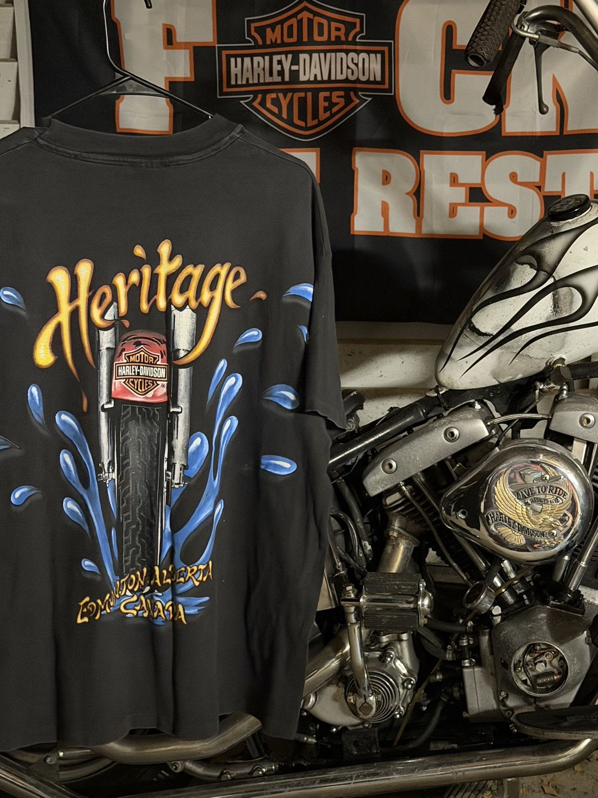 Harley Davidson Rare vintage Harley 90s splash tee Size US XL / EU 56 / 4 - 1 Thumbnail