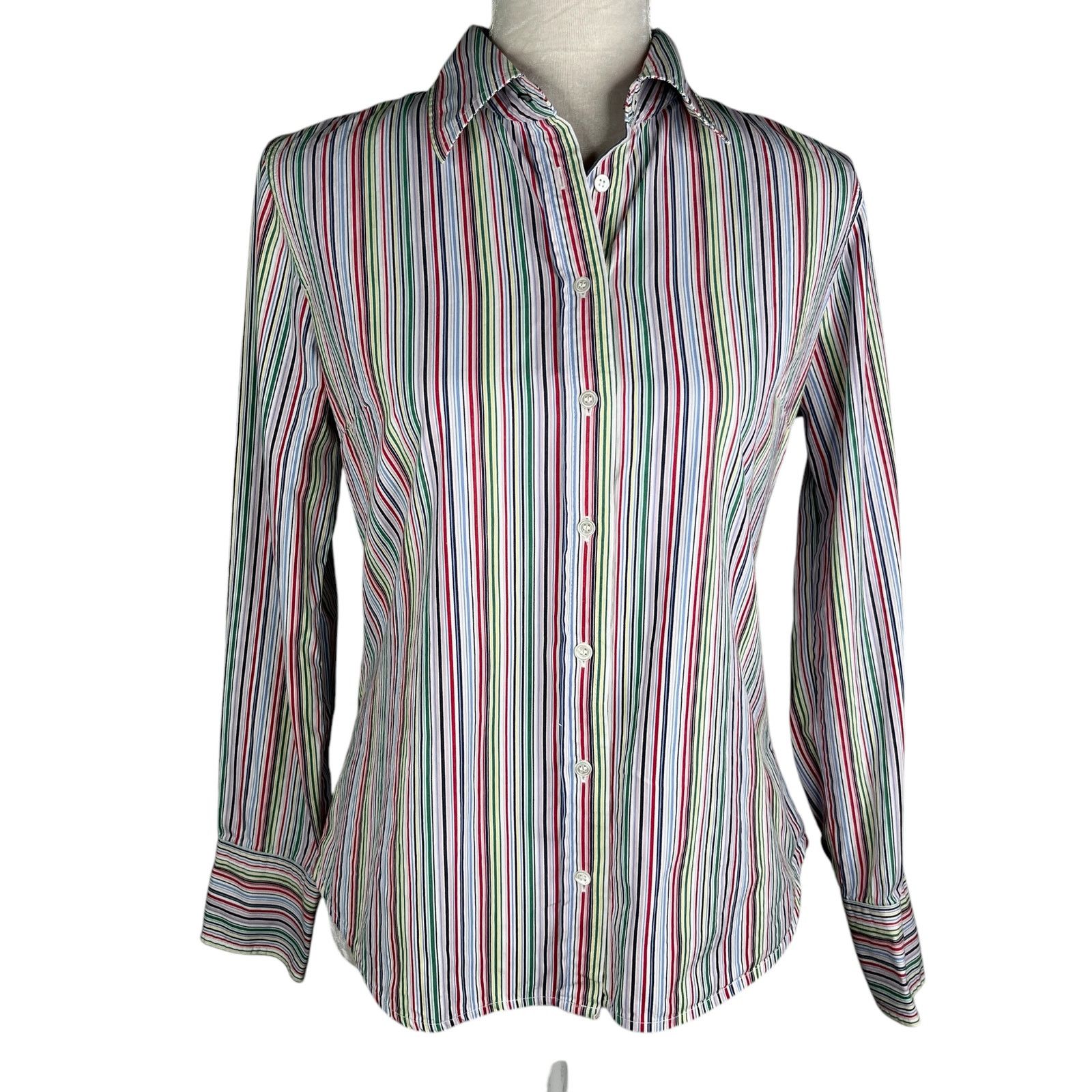 J.Crew J Crew Vintage Button Down Rainbow Stripes Medium Size M / US 6-8 / IT 42-44 - 9 Thumbnail