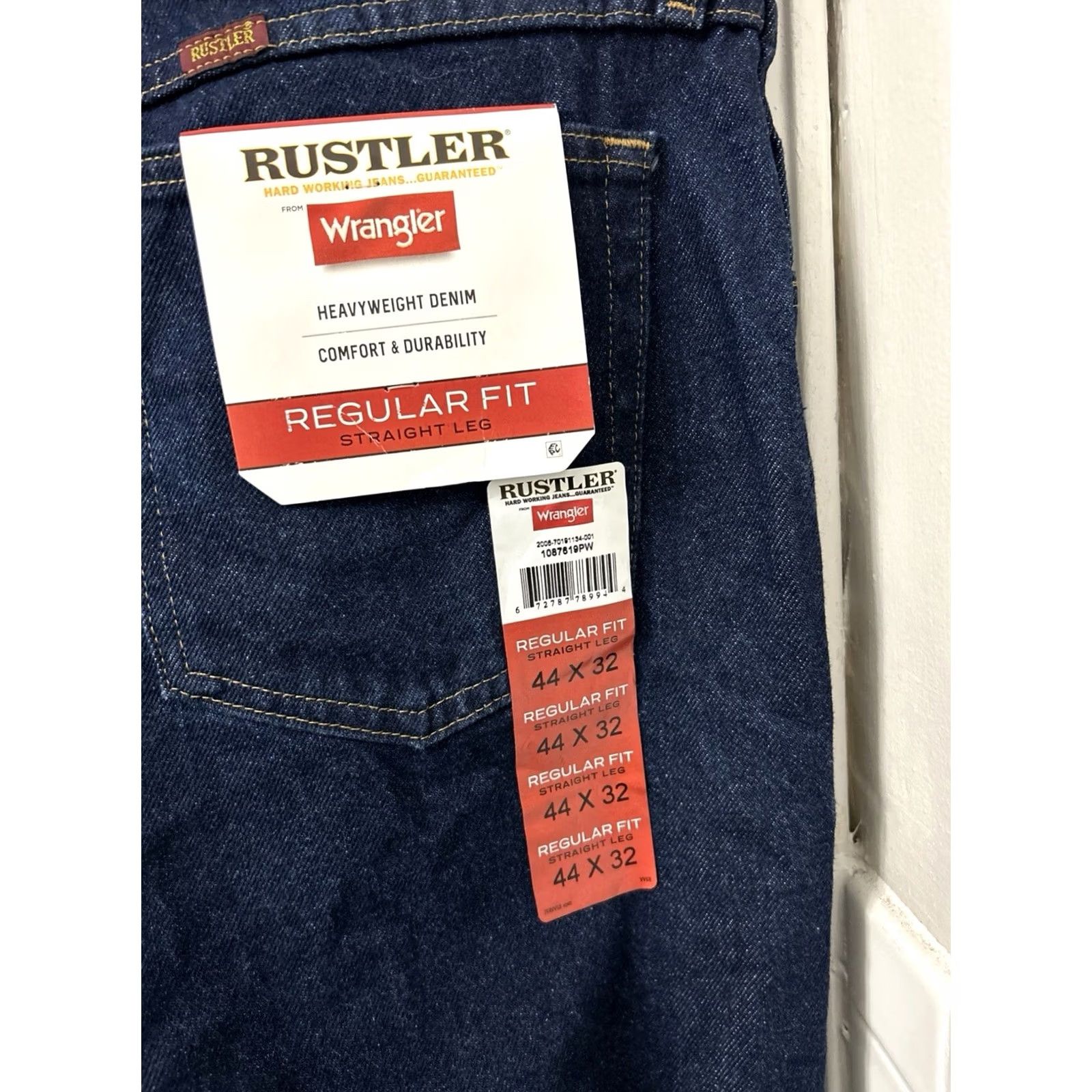 Wrangler Rustler Wrangler Jeans Mens 44x32 Dark Wash Regular Straight Leg Denim Rustler Wrangler Jeans Mens 44x32 Dark Wash Regular Straight Leg Denim Size US 44 / EU 60 - 4 Thumbnail