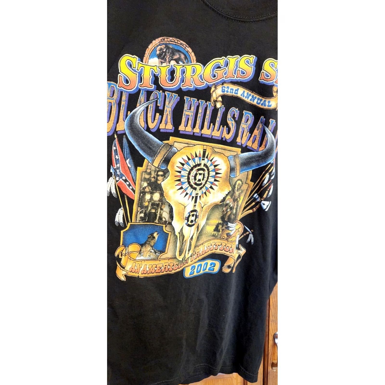 Vintage VINTAGE All Sport 2002 Sturgis SD T Shirt Mens L 62nd Annual Black Hills Rally Eagle Graphic Tee Black Shirt Mens L Size US L / EU 52-54 / 3 - 6 Thumbnail