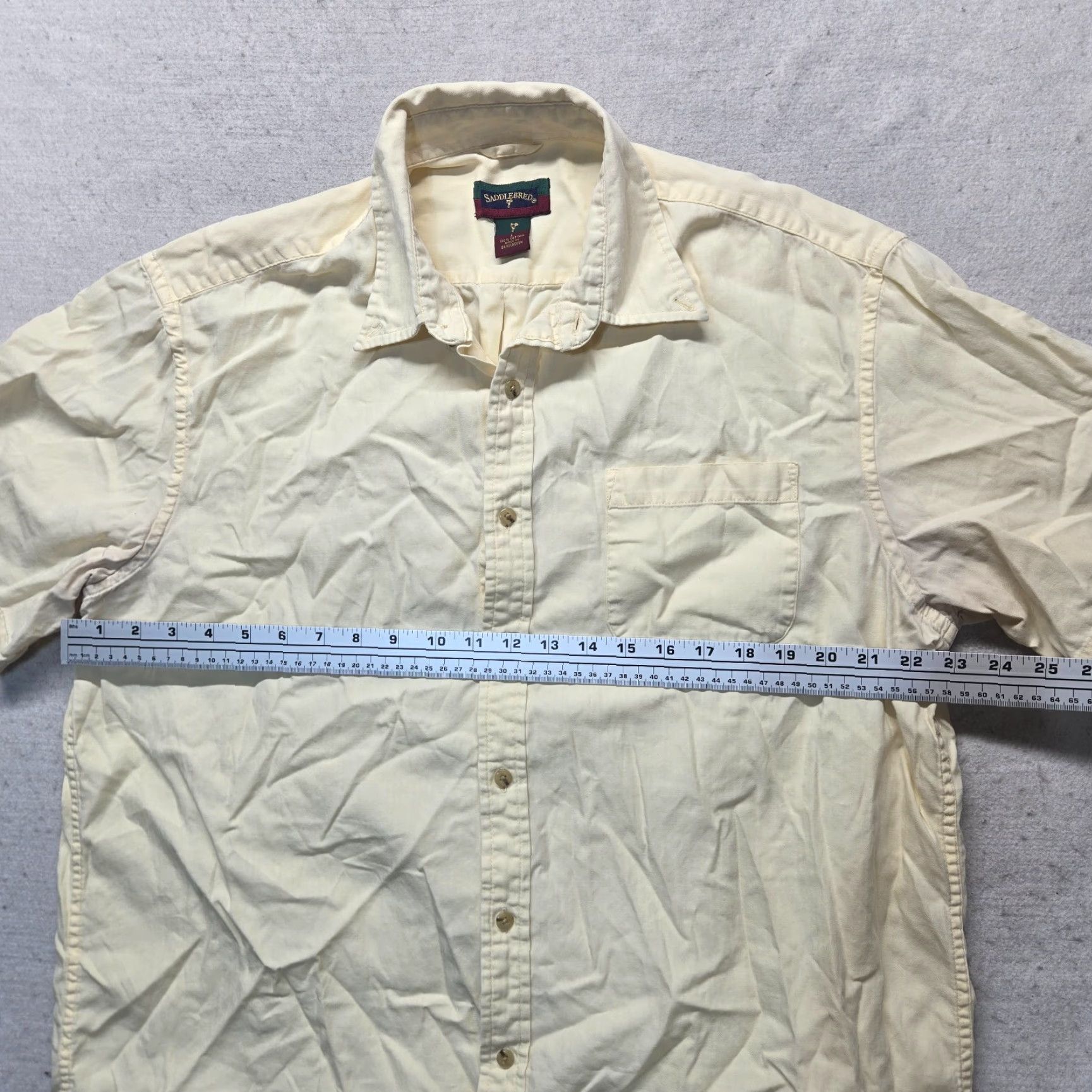 Vintage Stanford Shirt Solid Yellow Short Sleeve Button Up 100% Cotton Adult Men L Large Size US L / EU 52-54 / 3 - 4 Thumbnail