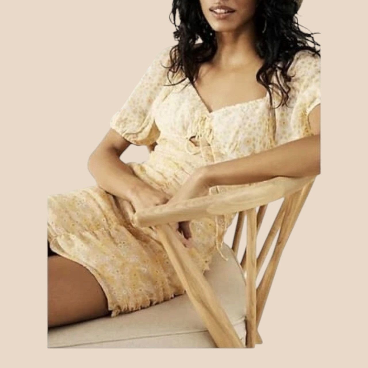 Free People Free People Tessa Ruched Floral Mini Dress Size L / US 10 / IT 46 - 1 Thumbnail