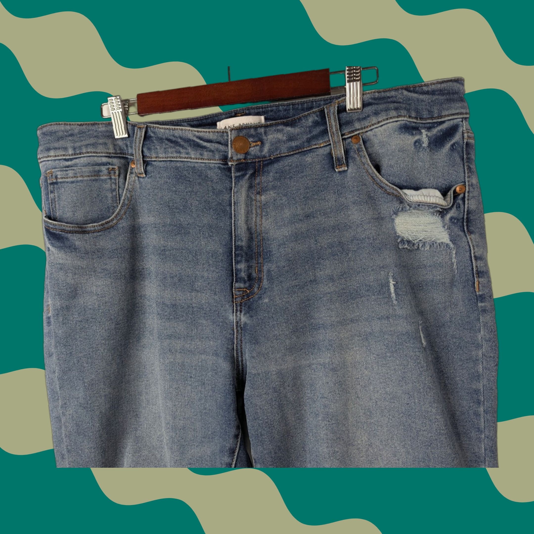 Vintage Lane Bryant Jeans Size 22 Mid Rise 8.5-10.5 Flare Stretch 5-Pocket Denim Bohemian City Women Plus Signature Jeans Blue Size 40" / US 18 - 1 Thumbnail