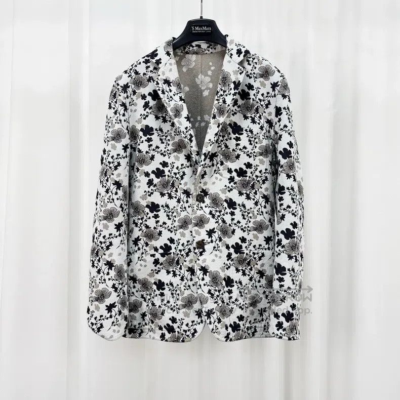 Hermes Hermes Double-sided broken flower cotton and linen blazer Size 46R - 4 Thumbnail
