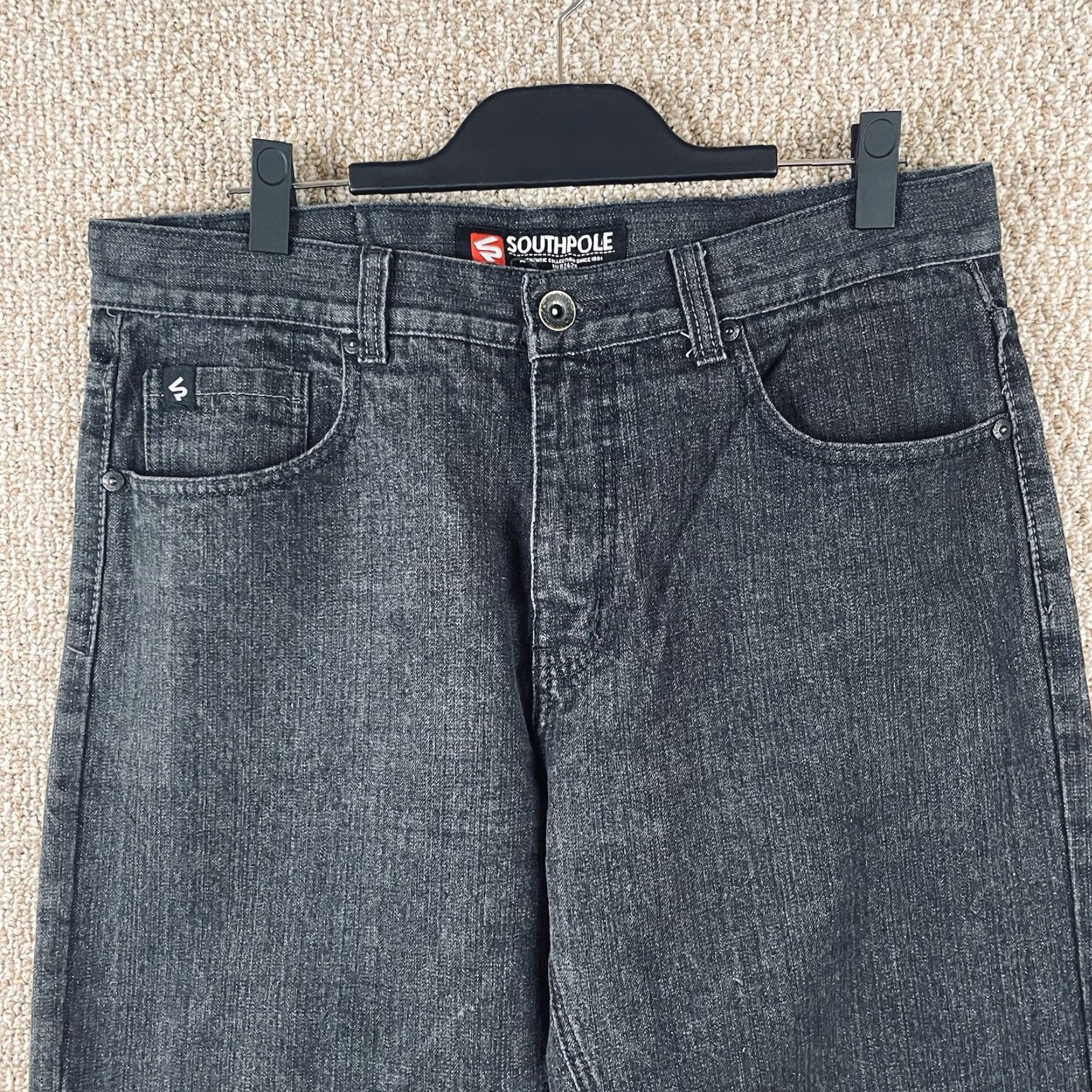 Southpole VINTAGE Southpole Jeans 36x30 Black Denim Grunge 5-Pocket Relaxed Wide-Leg Mens Jeans Size US 36 / EU 52 - 4 Thumbnail