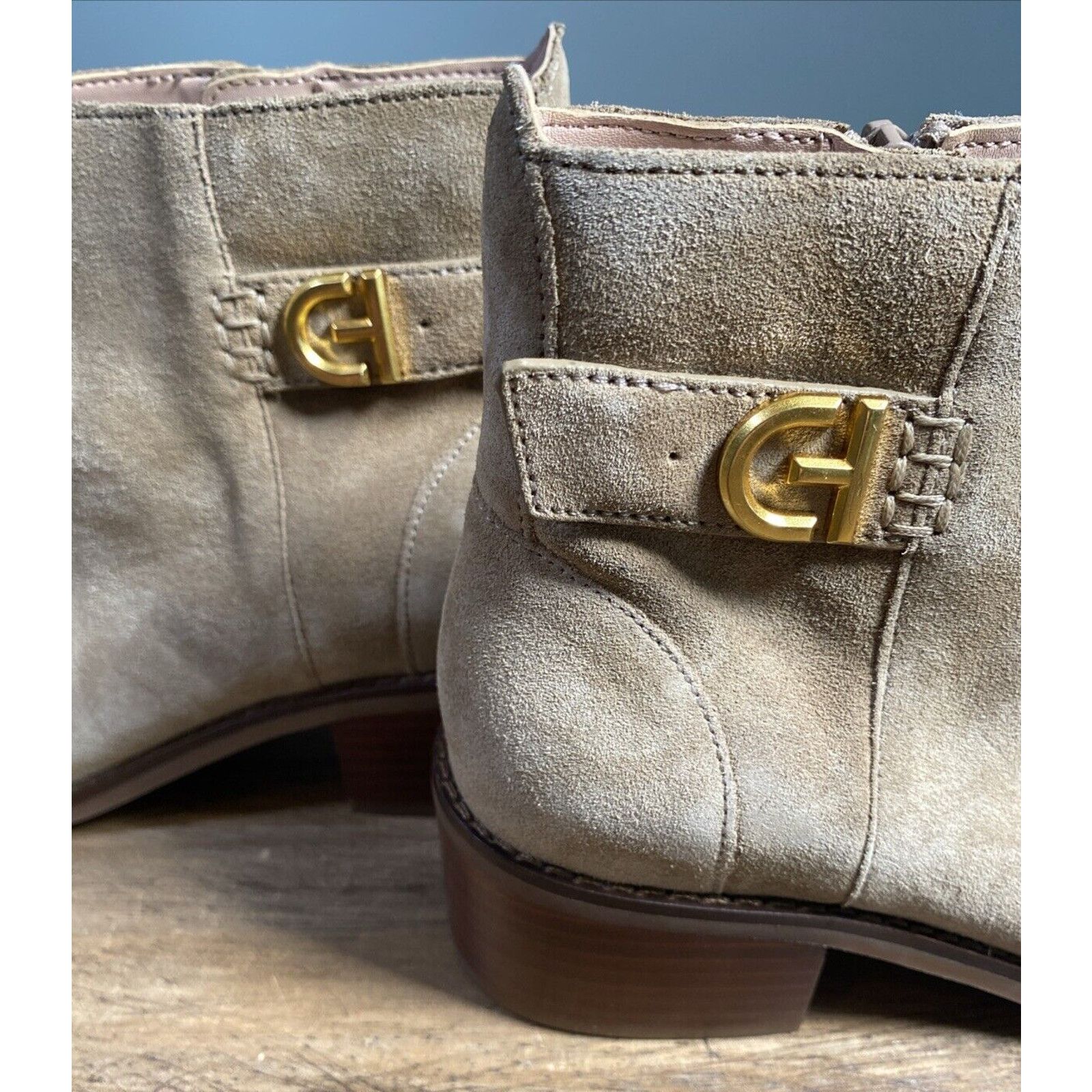 Cole Haan Cole Haan Women Holis Buckle Ankle Boot Latte Suede 6.5B Size US 6.5 / IT 36.5 - 7 Thumbnail