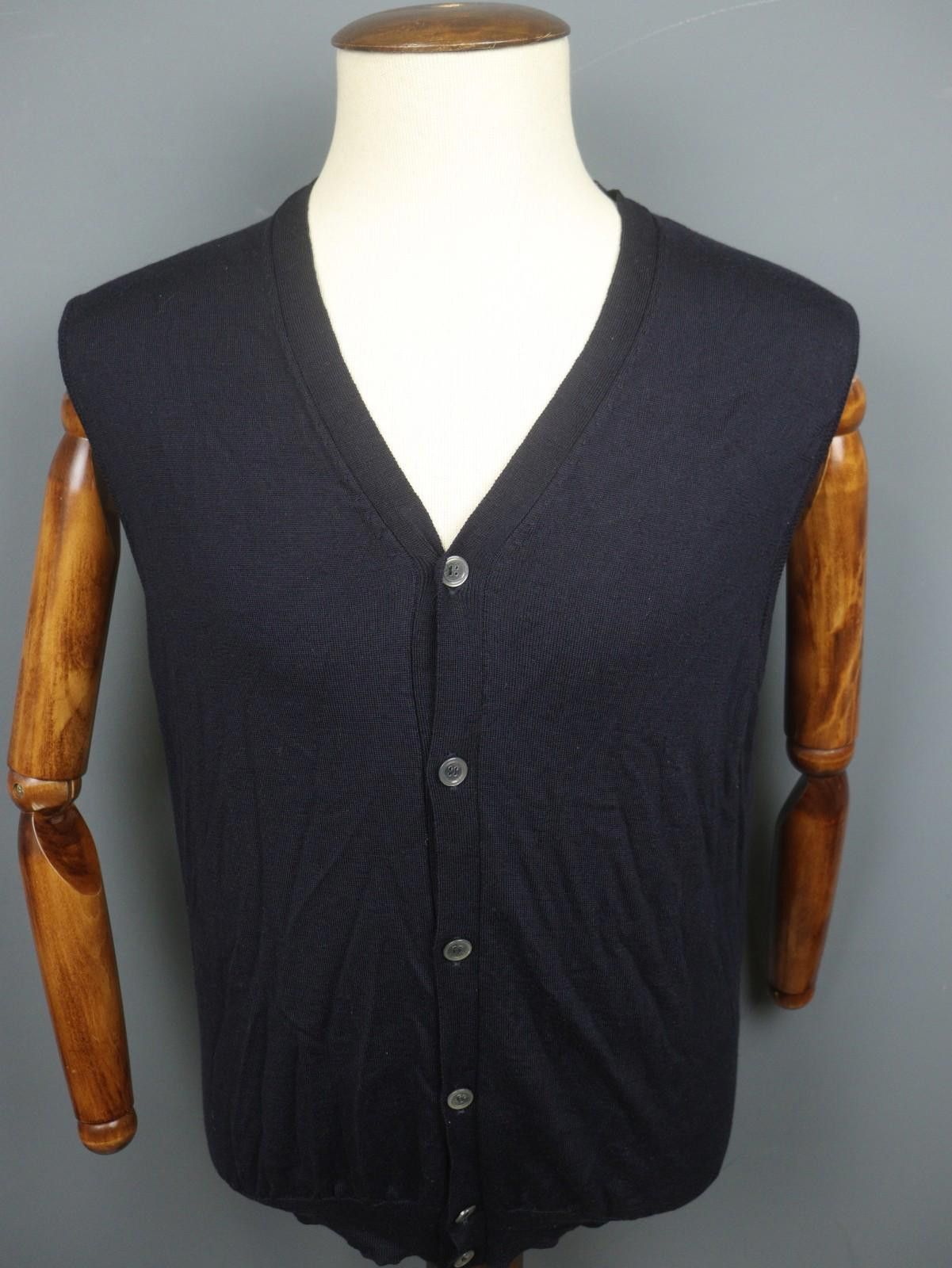 Designer Boggi Milano Navy 100% Wool V-Neck Cardigan Size XL Size XL / US 12-14 / IT 48-50 - 1 Thumbnail