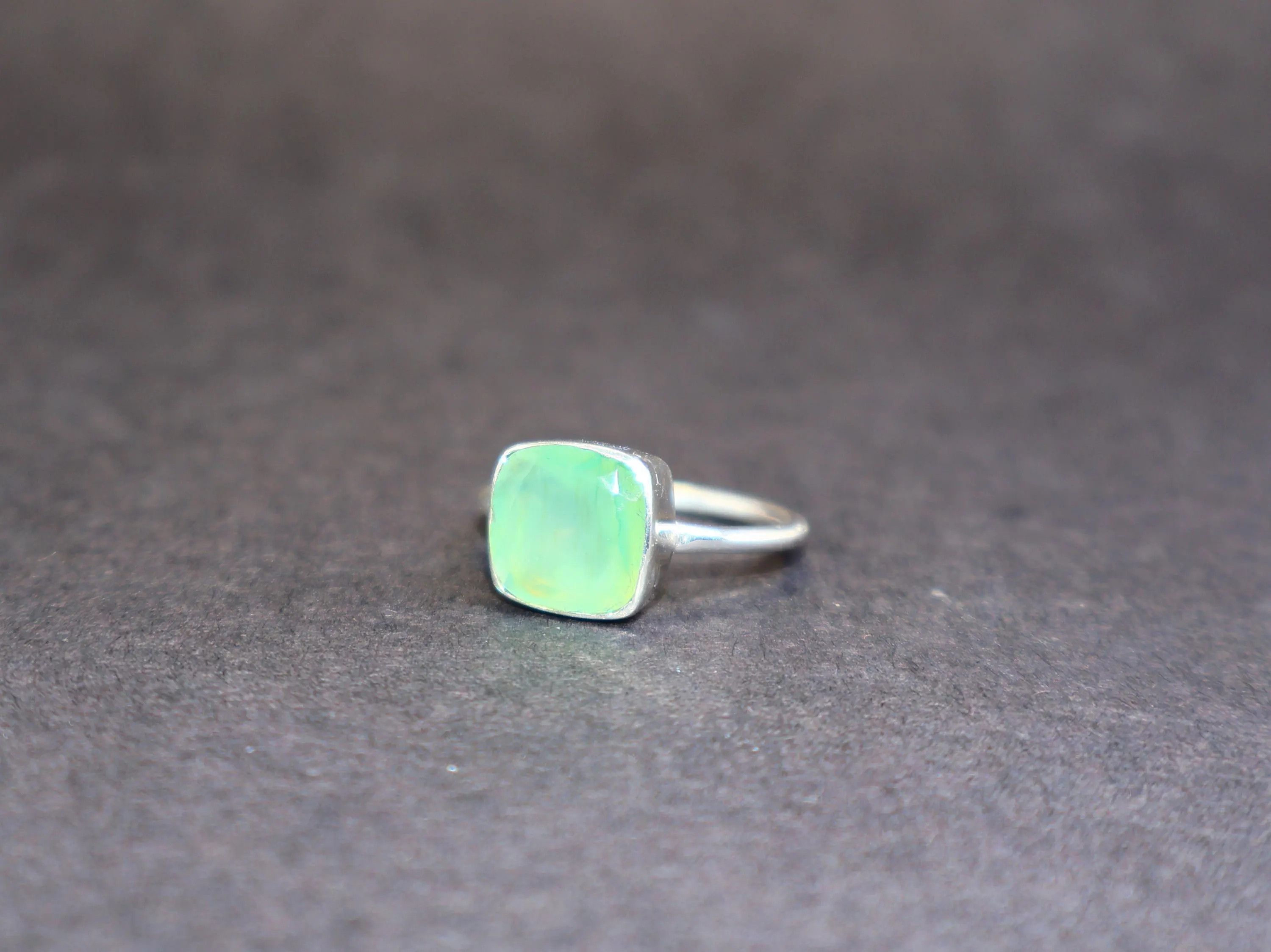 Handmade Aqua Chalcedony Ring, Sterling Silver Ring, Handmade Ring, Size ONE SIZE - 2 Thumbnail