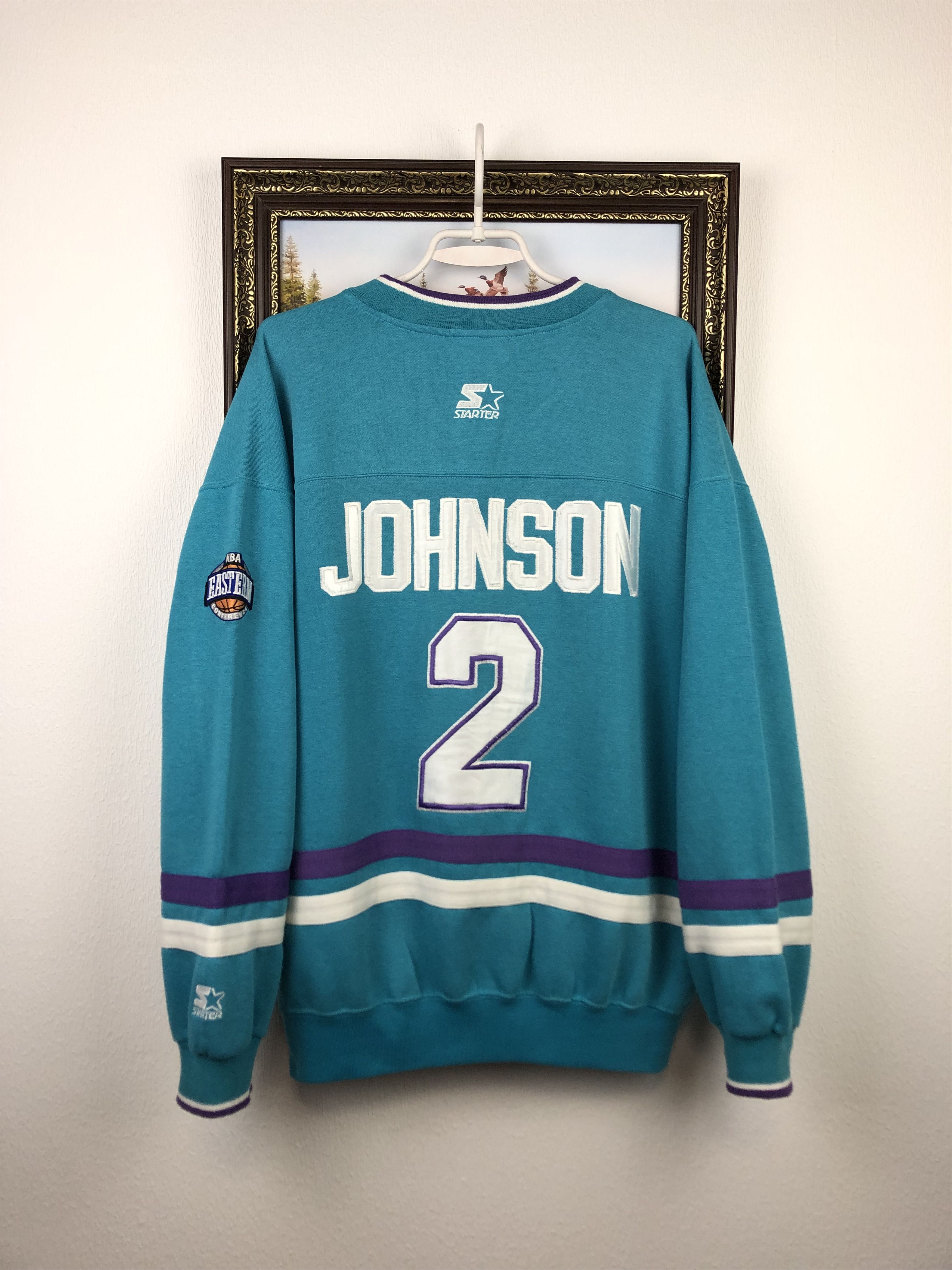 NBA Vintage Charlotte Hornets Crewneck Sweatshirt Johnson Size US L / EU 52-54 / 3 - 11 Thumbnail