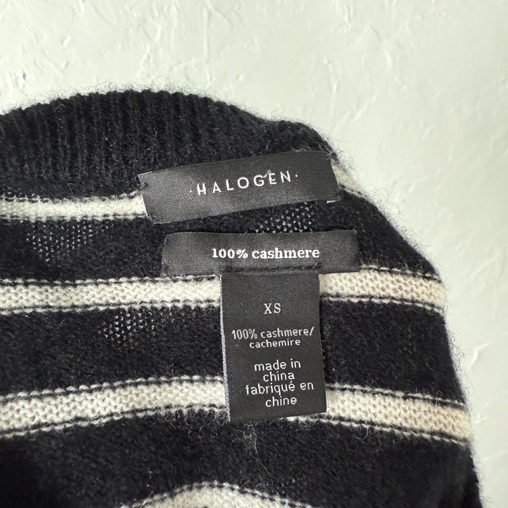 Vintage Halogen Women's Sweater XS Cashmere Pullover Stripe Knit Crew Neck L/S J3-11 Size XS / US 0-2 / IT 36-38 - 4 Thumbnail