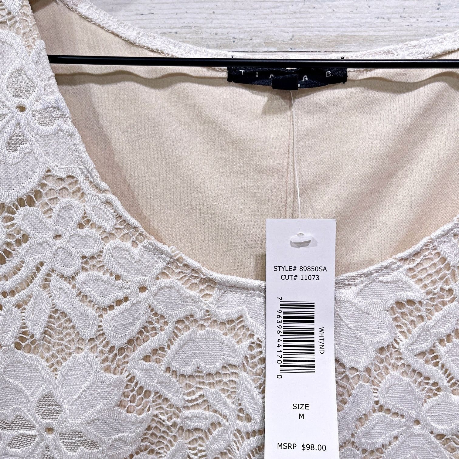 Other Tiana B Floral Lace Short Sleeve Sheath Dress White Beige M Size M / US 6-8 / IT 42-44 - 6 Thumbnail