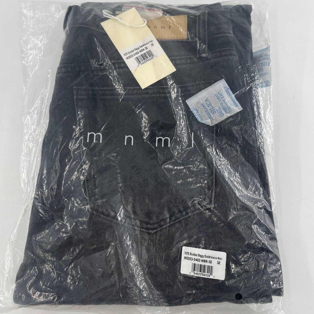 MNML MNML Men's Washed Black V376 Studded Baggy Denim Jeans 32 Size US 32 / EU 48 - 4 Thumbnail